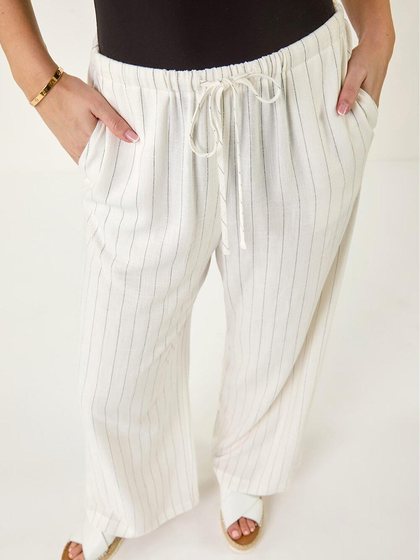  image of roman-petite-linen-elastic-waist-trouser
