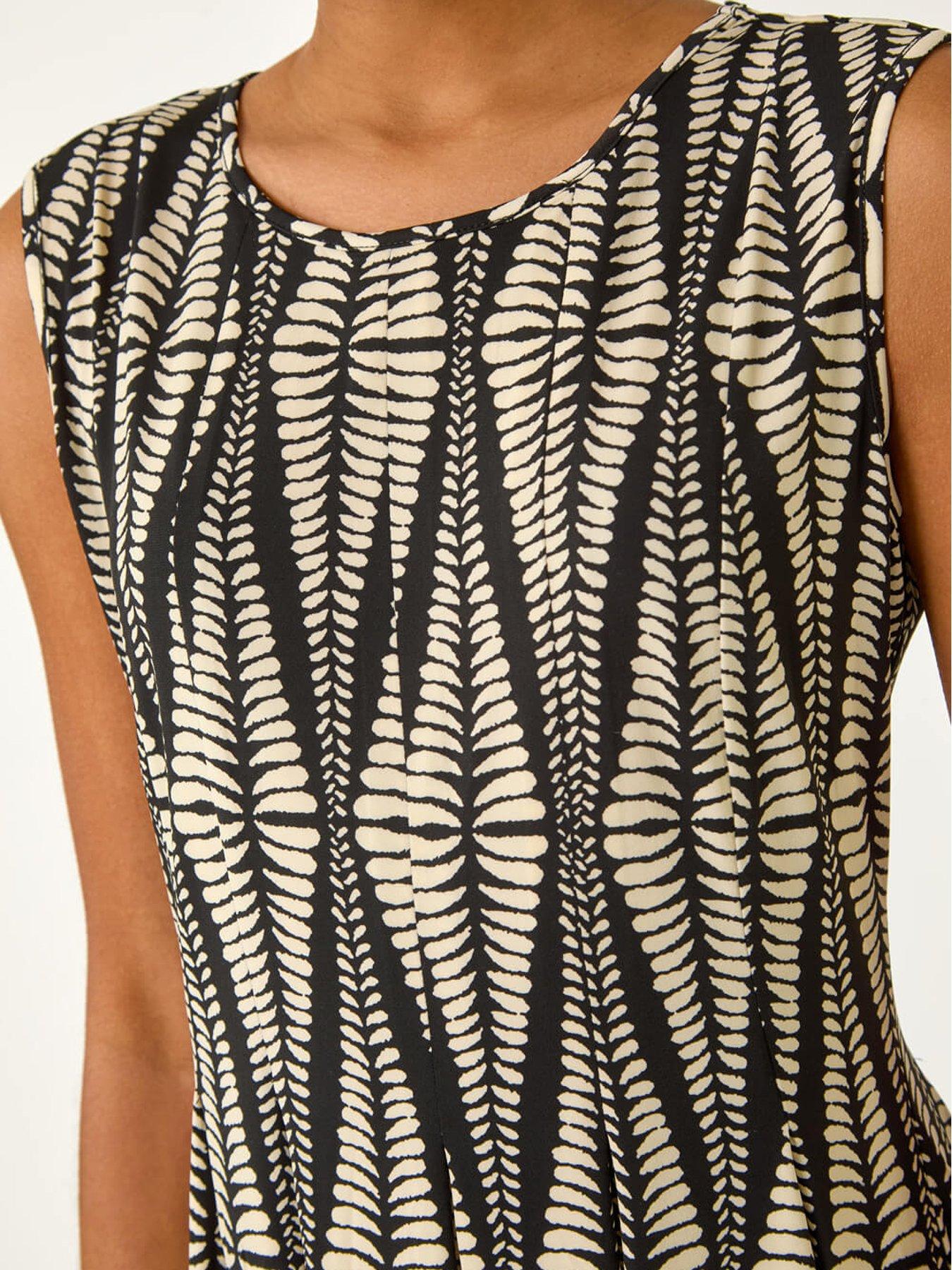 Image 5 of 5 of Roman Abstract Print Panel Detail Dress