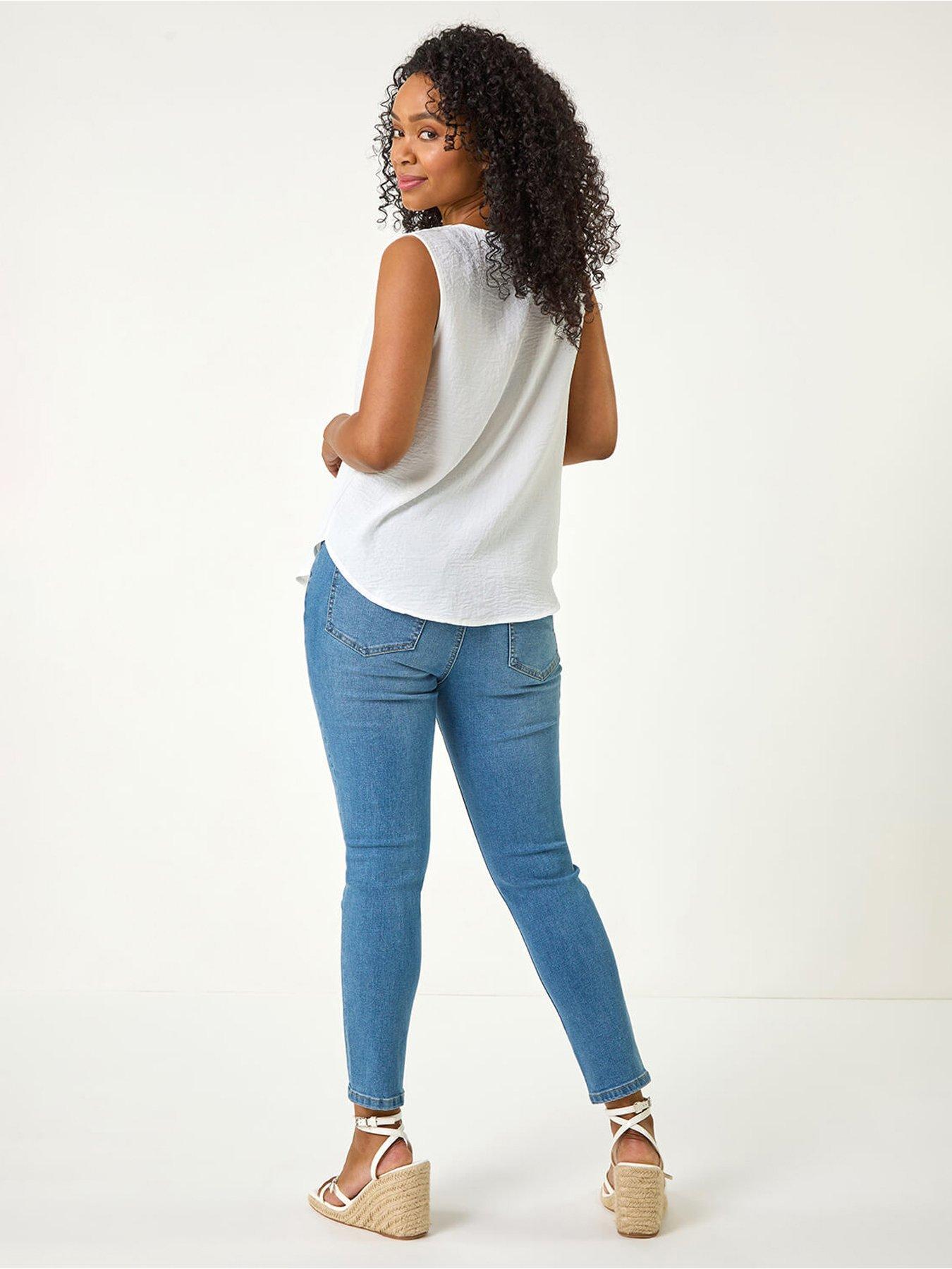Image 2 of 5 of Roman Petite V-neck Front Button Blouse