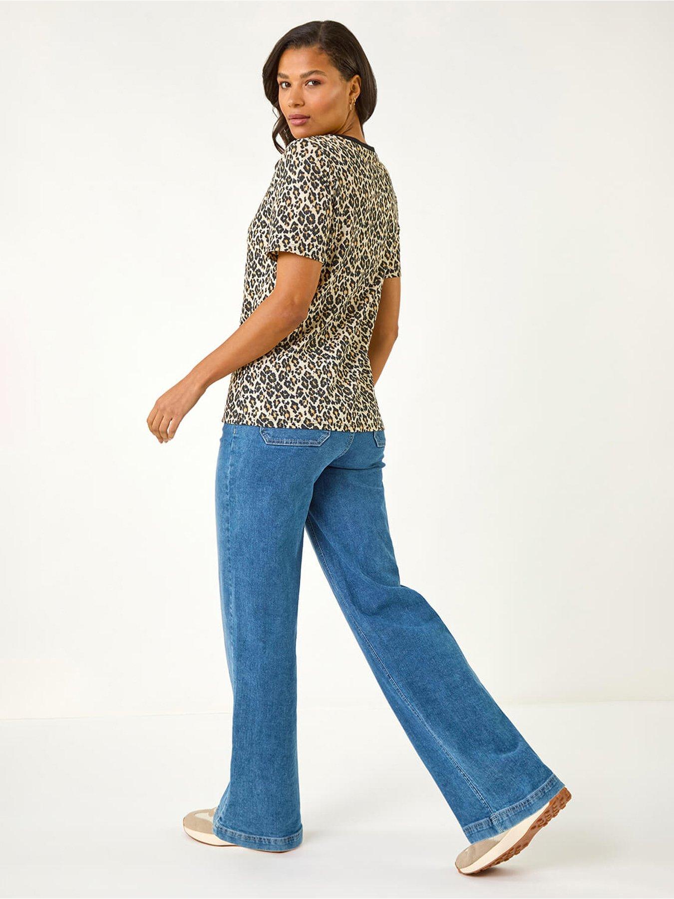 Image 2 of 5 of Roman Textured Animal Print Stretch Tee