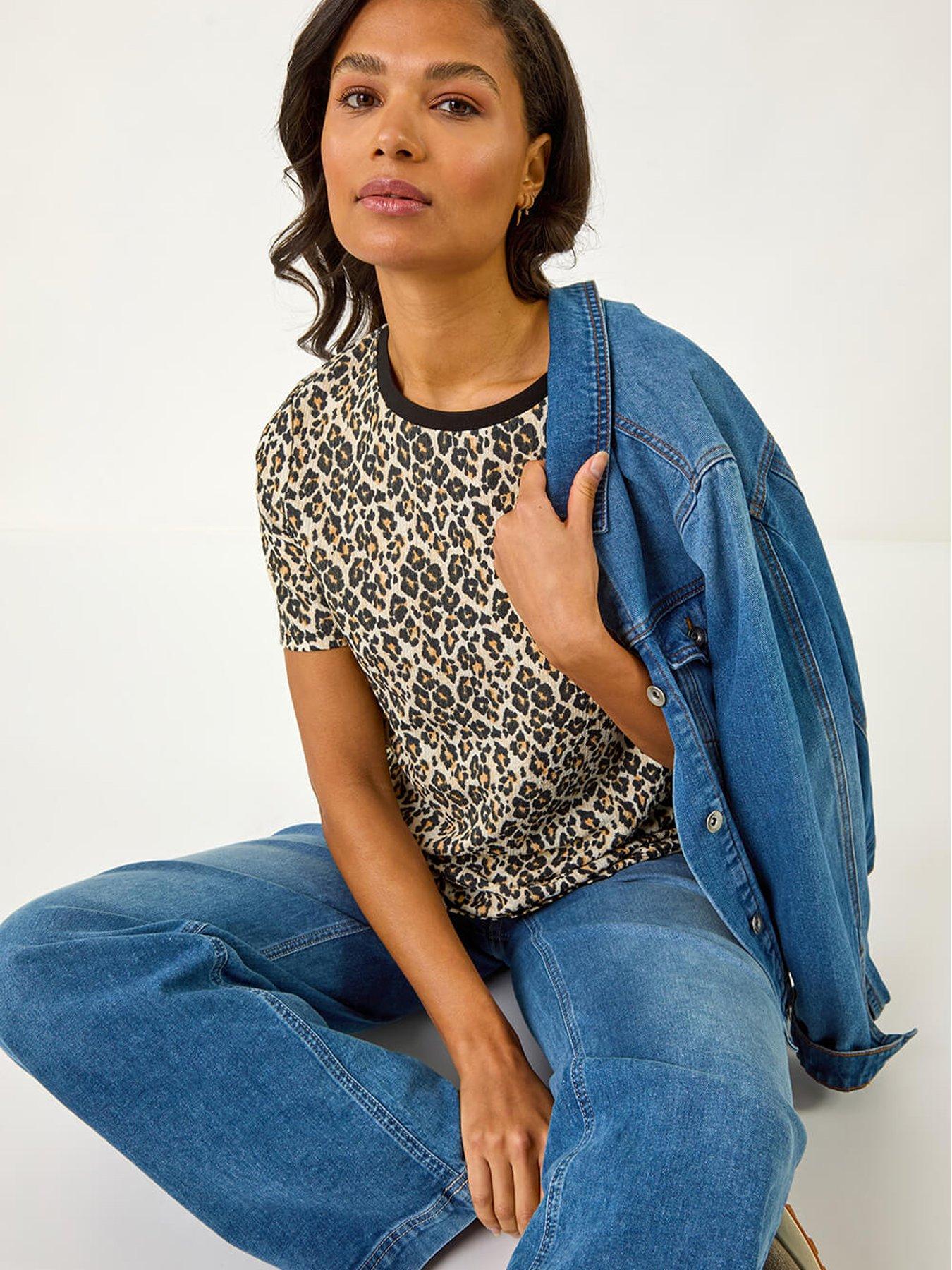 Image 4 of 5 of Roman Textured Animal Print Stretch Tee