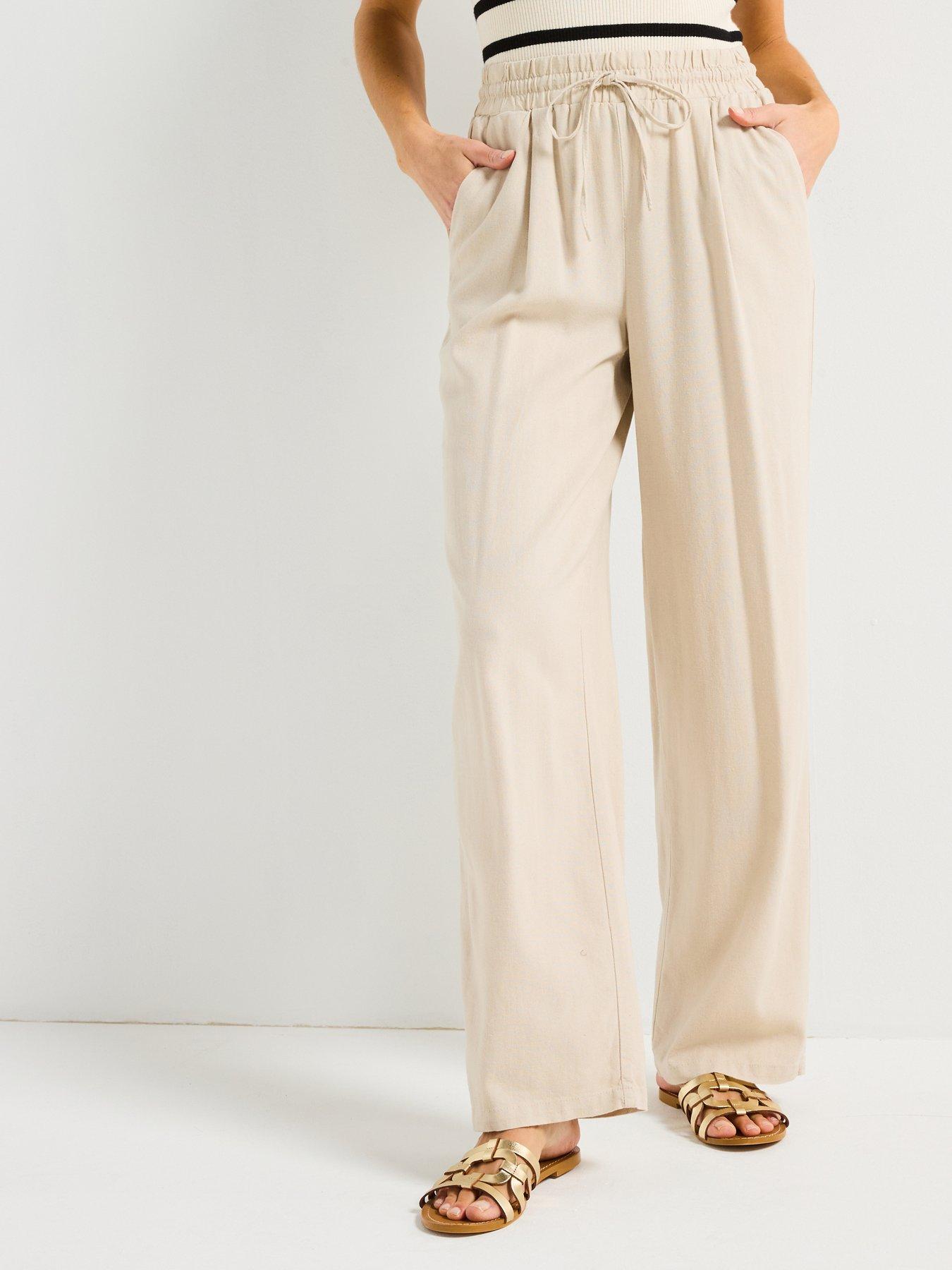  image of vero-moda-milo-woven-wide-leg-pant-beige