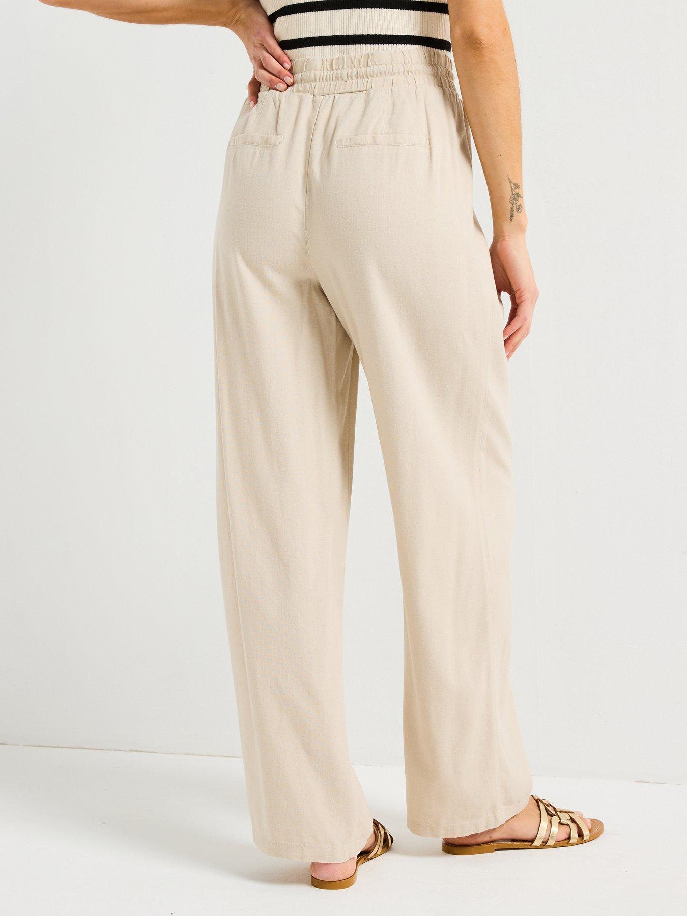  image of vero-moda-milo-woven-wide-leg-pant-beige