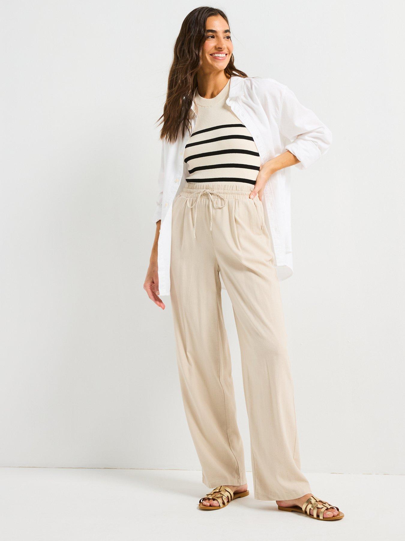  image of vero-moda-milo-woven-wide-leg-pant-beige