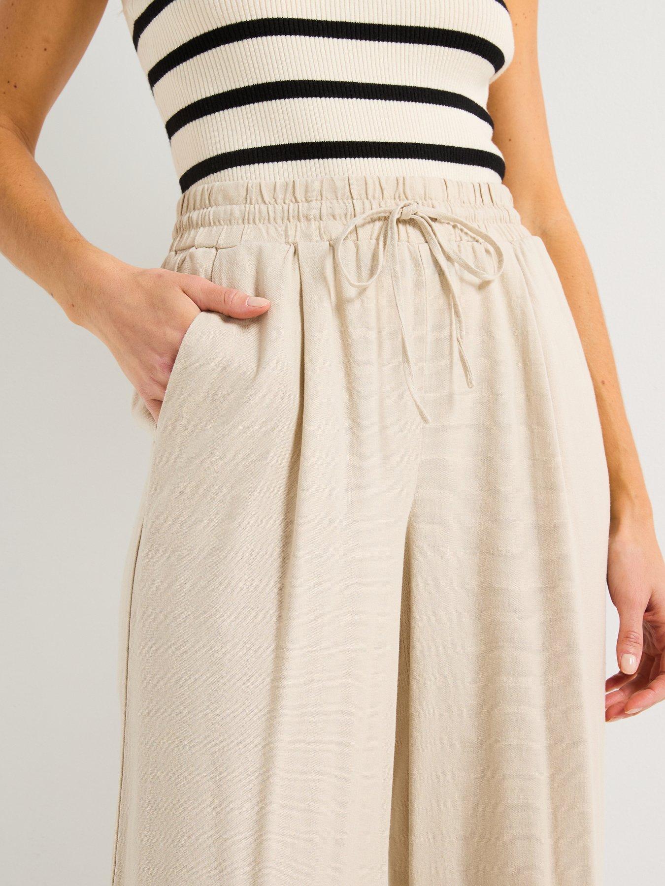  image of vero-moda-milo-woven-wide-leg-pant-beige