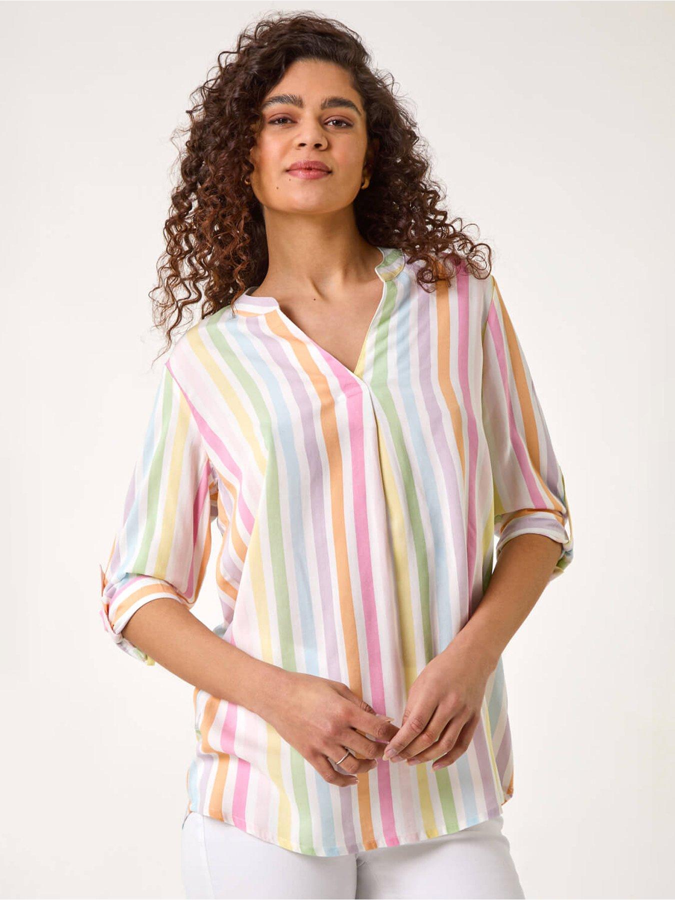 roman-stripe-print-pleat-detail-tunic-top