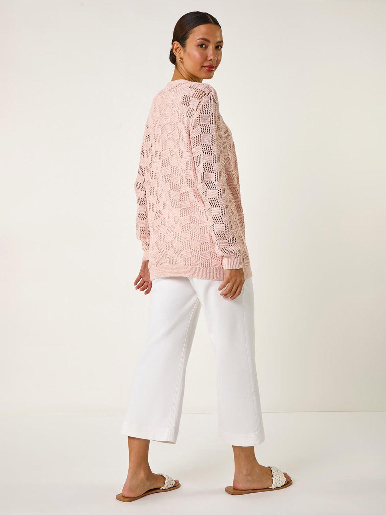  image of roman-shimmer-texture-slouch-stitch-cardigan-pink