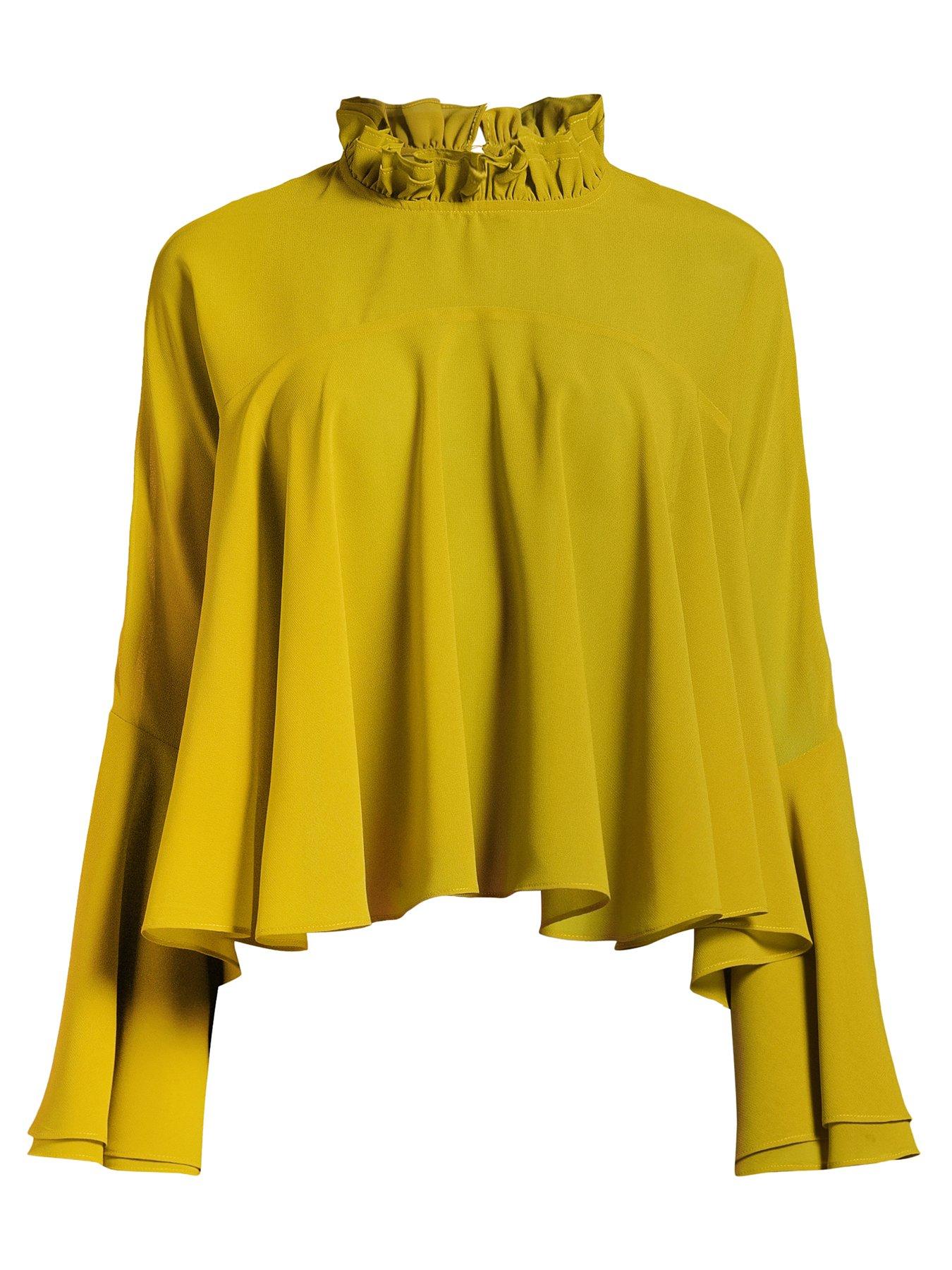 Image 7 of 7 of The Very Collection Flounced Frill Detail High Neck Blouse - Yellow