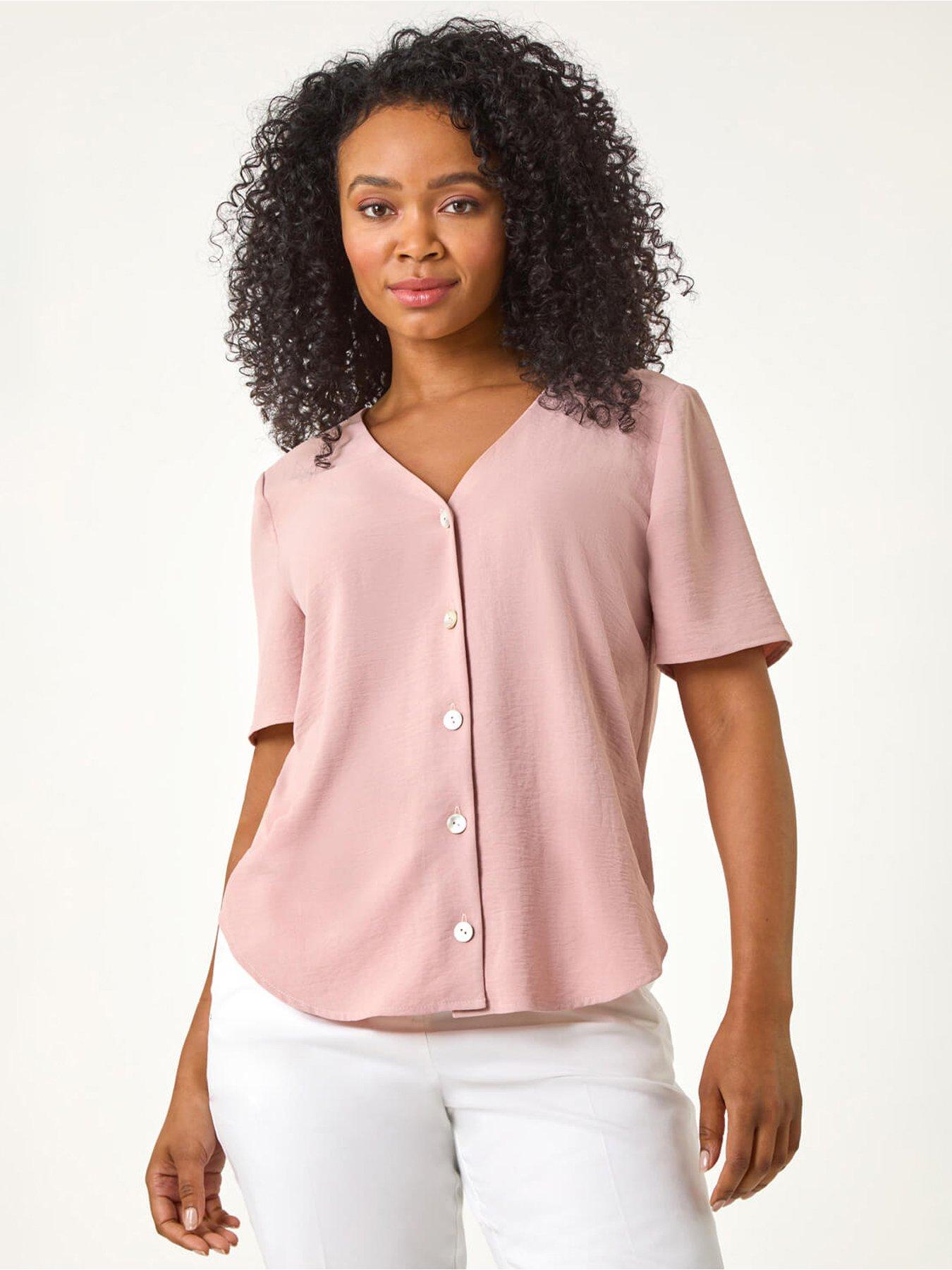 Roman Petite V-neck Button Through Blouse