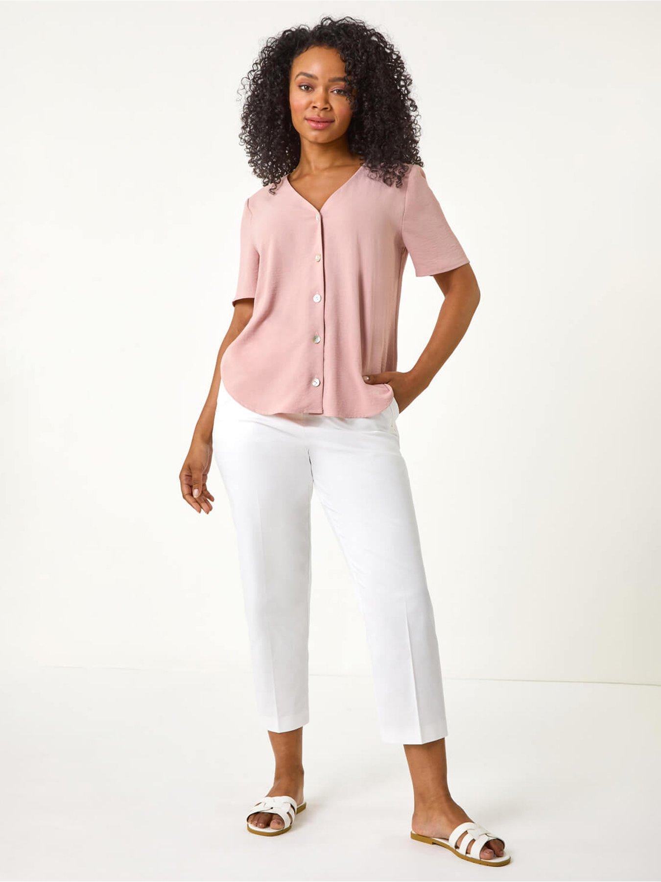 Image 3 of 5 of Roman Petite V-neck Button Through Blouse