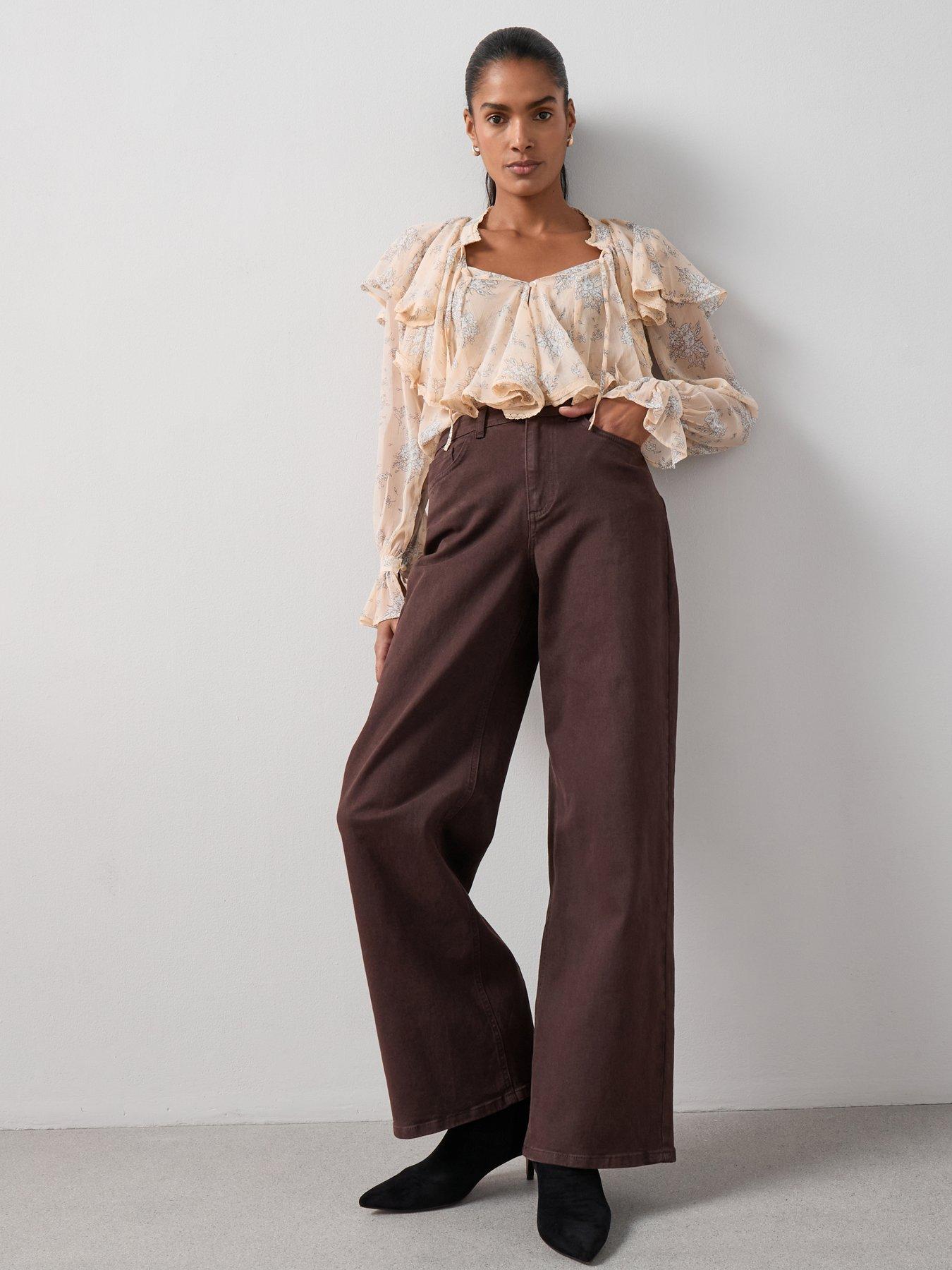 Image 3 of 6 of The Very Collection Ruffle Detail Chiffon Blouse - Cream&nbsp;