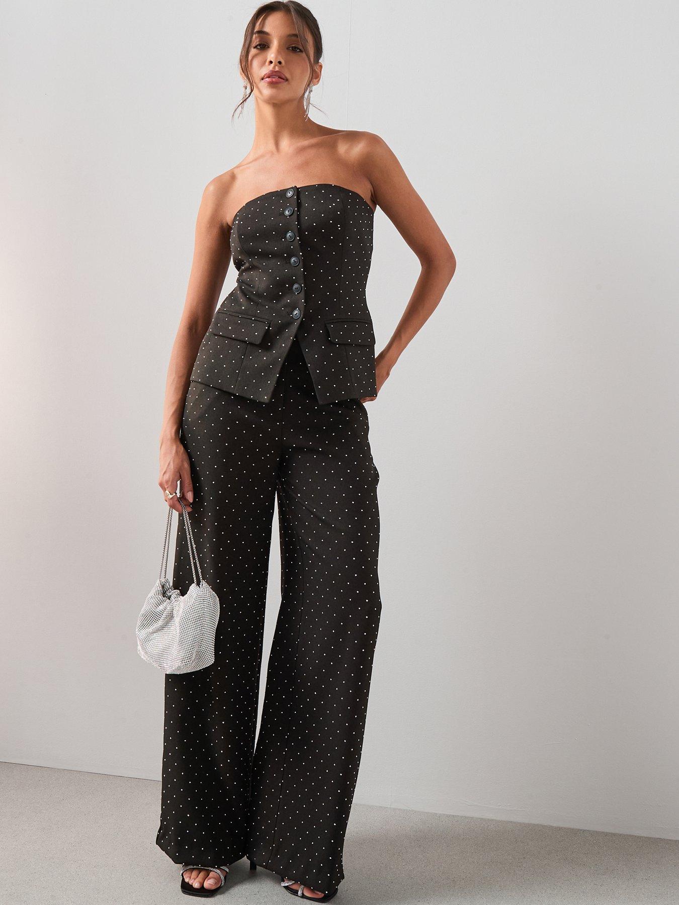 The Very Collection Diamante Hotfix Waistcoat - Black