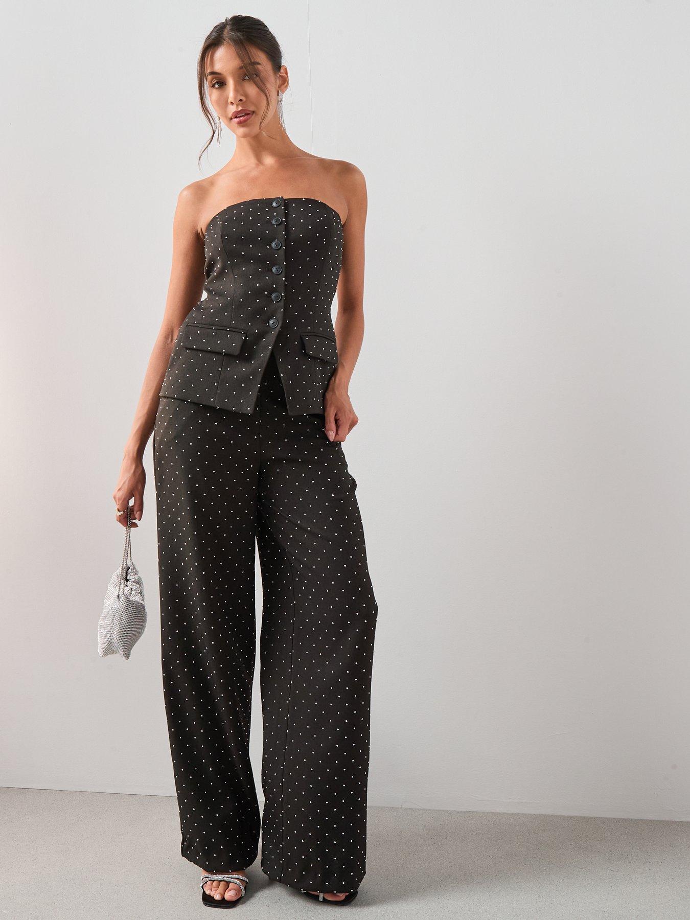  image of the-very-collection-diamante-hotfix-trouser-black