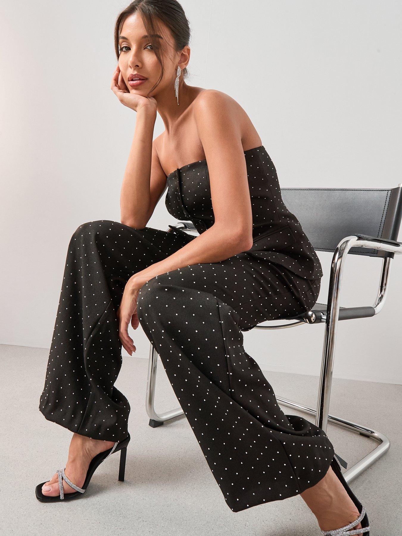  image of the-very-collection-diamante-hotfix-trouser-black