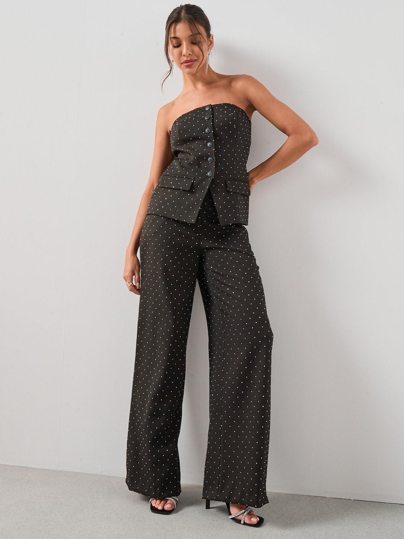  image of the-very-collection-diamante-hotfix-trouser-black