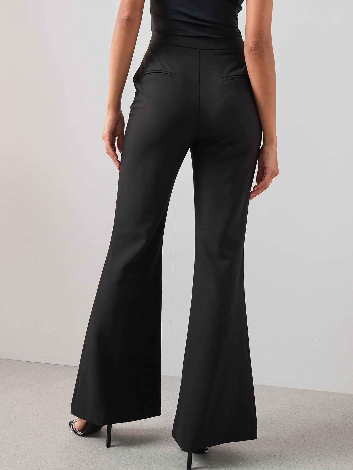  image of the-very-collection-slim-flare-trouser-co-ord-black