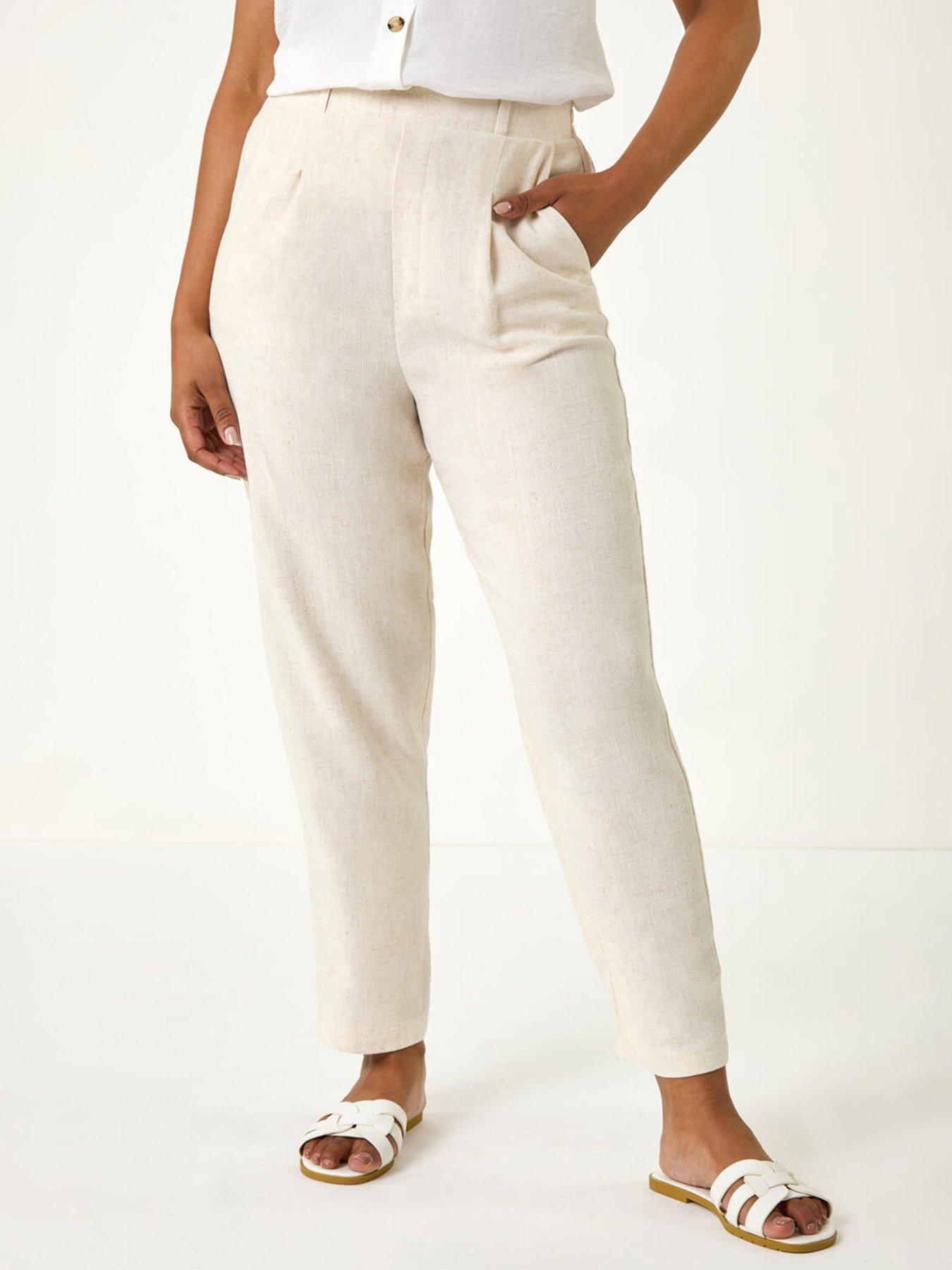 undefined Petite Pleated Front Tapered Trouser - Natural