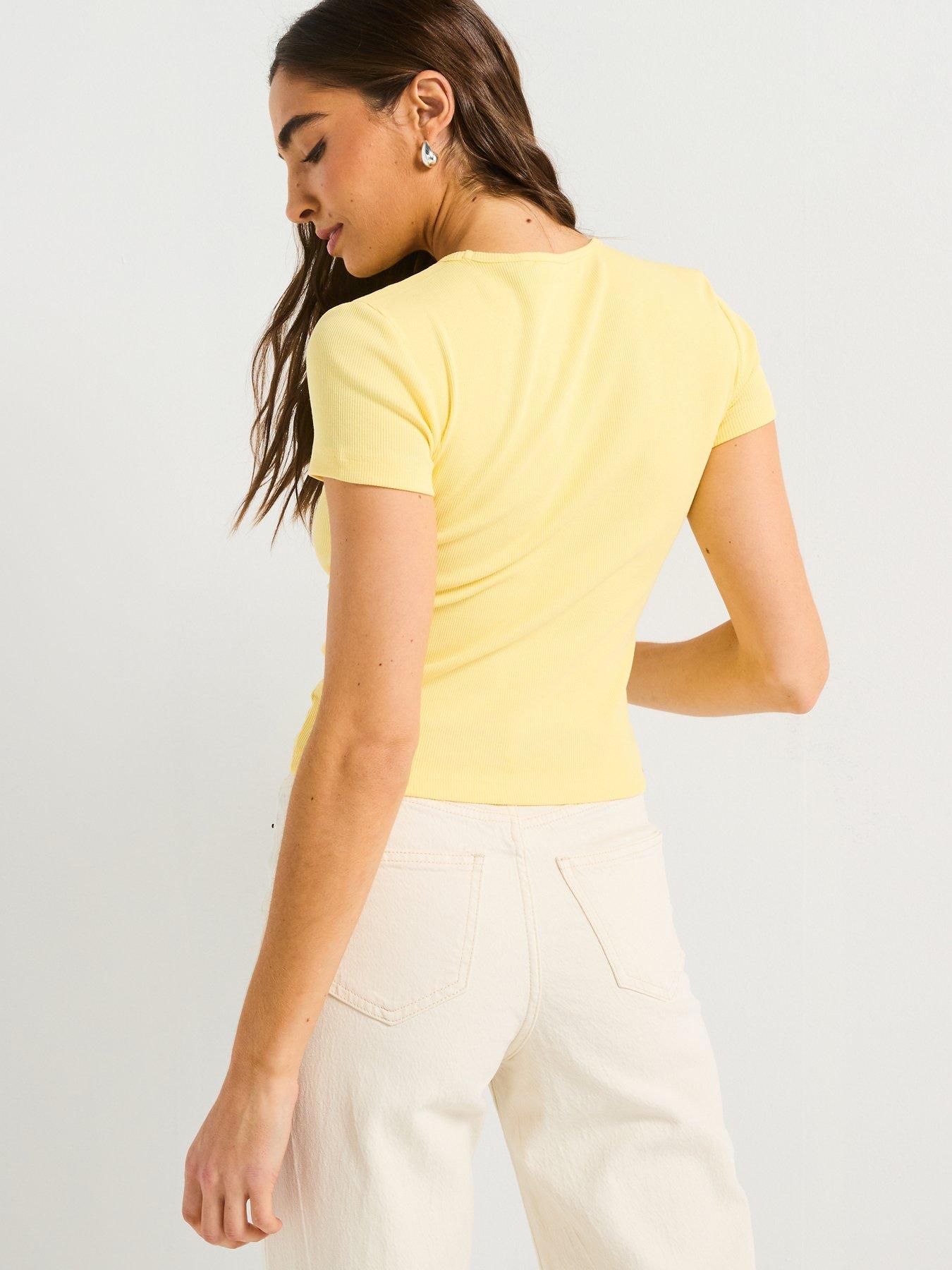  image of vero-moda-chloe-short-sleeve-top-yellow