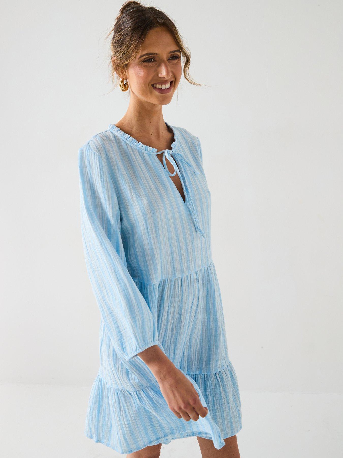 image of vero-moda-nanna-34-woven-dress-blue