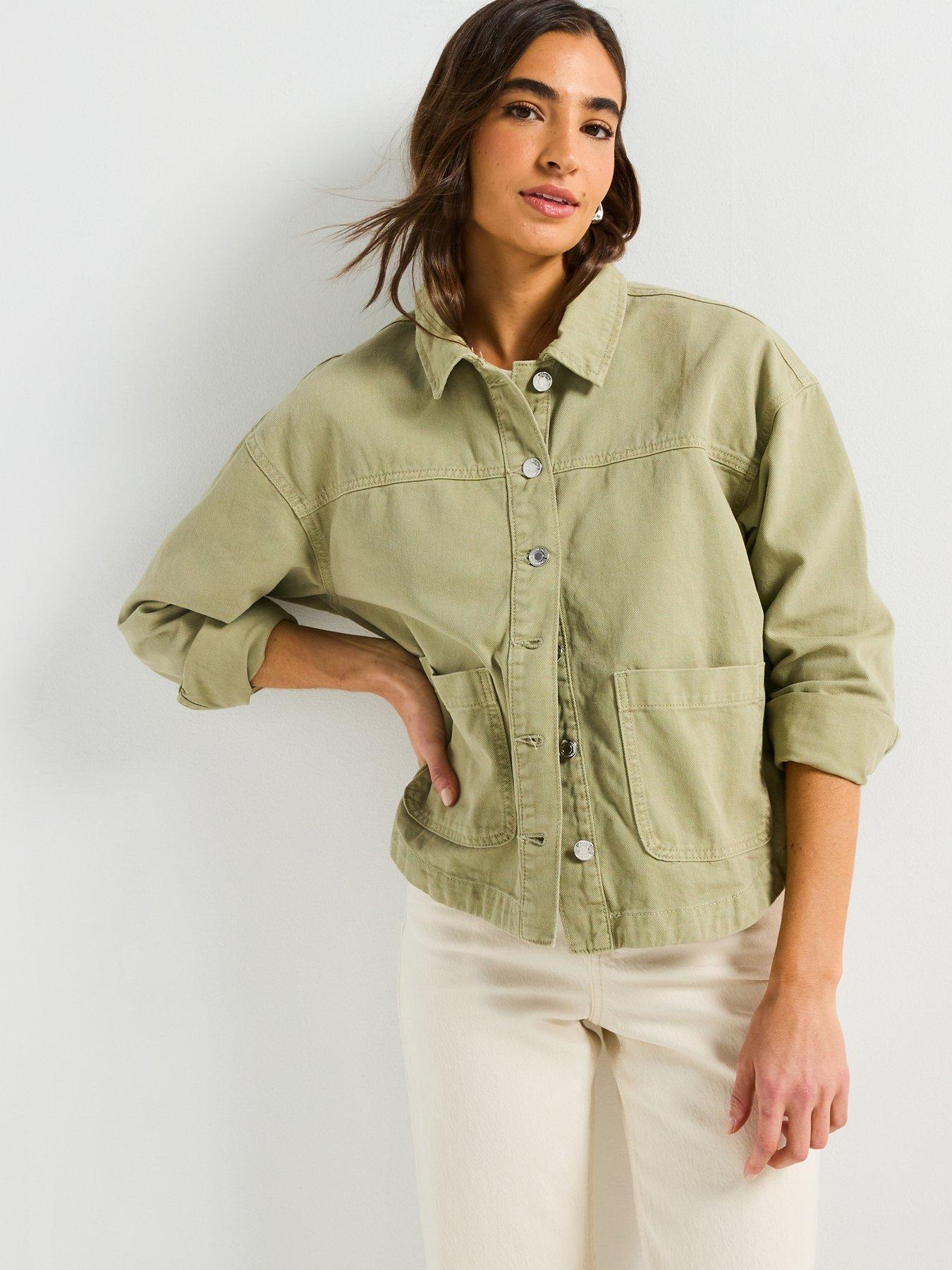  image of vero-moda-jamie-long-sleeve-denim-shacket-green