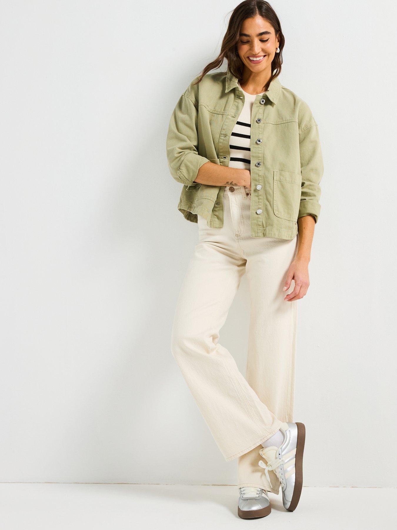  image of vero-moda-jamie-long-sleeve-denim-shacket-green