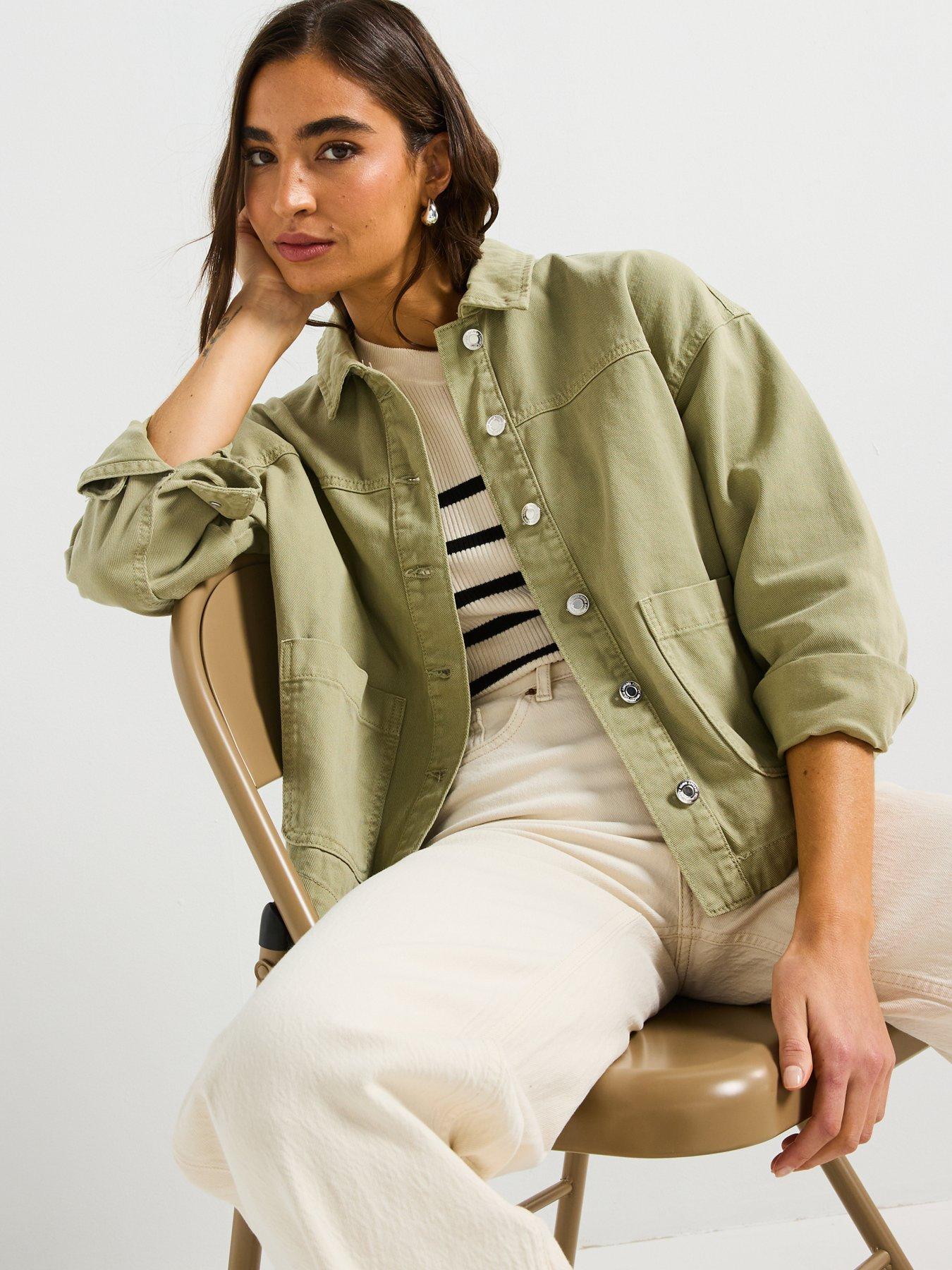  image of vero-moda-jamie-long-sleeve-denim-shacket-green