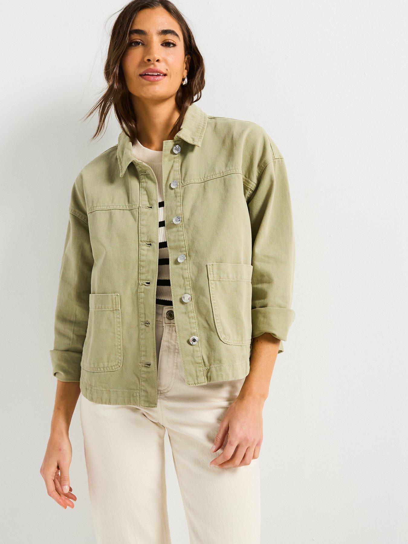  image of vero-moda-jamie-long-sleeve-denim-shacket-green