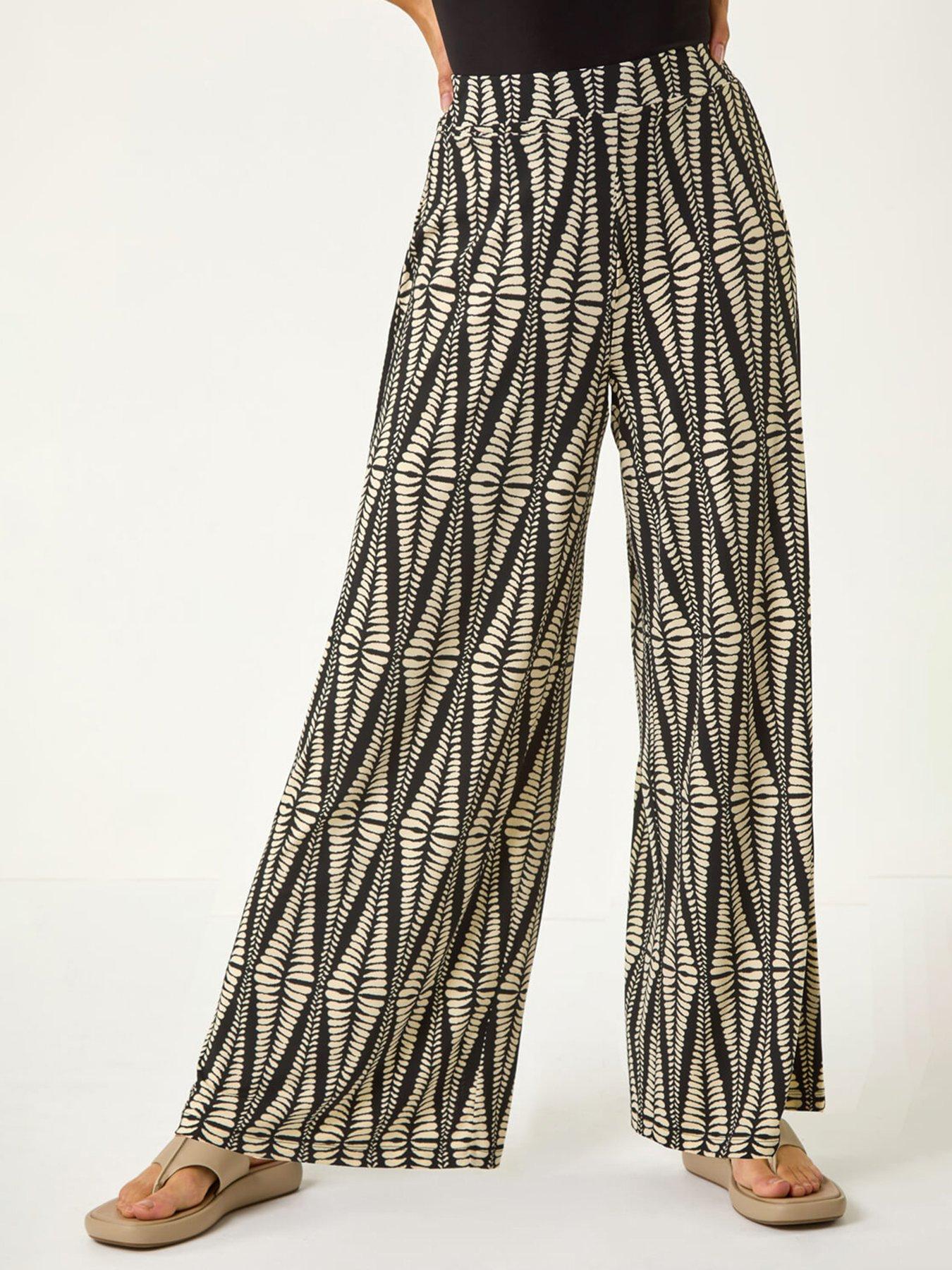  image of roman-mono-print-wide-leg-stretch-trouser