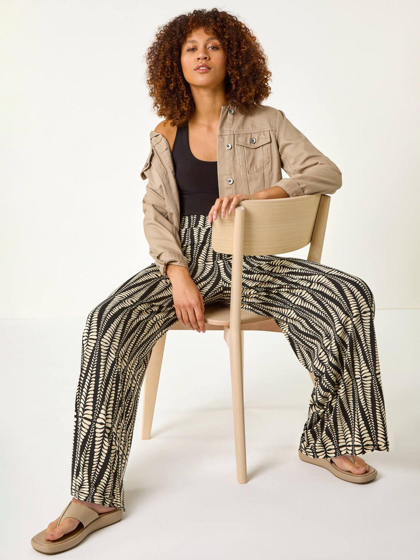  image of roman-mono-print-wide-leg-stretch-trouser