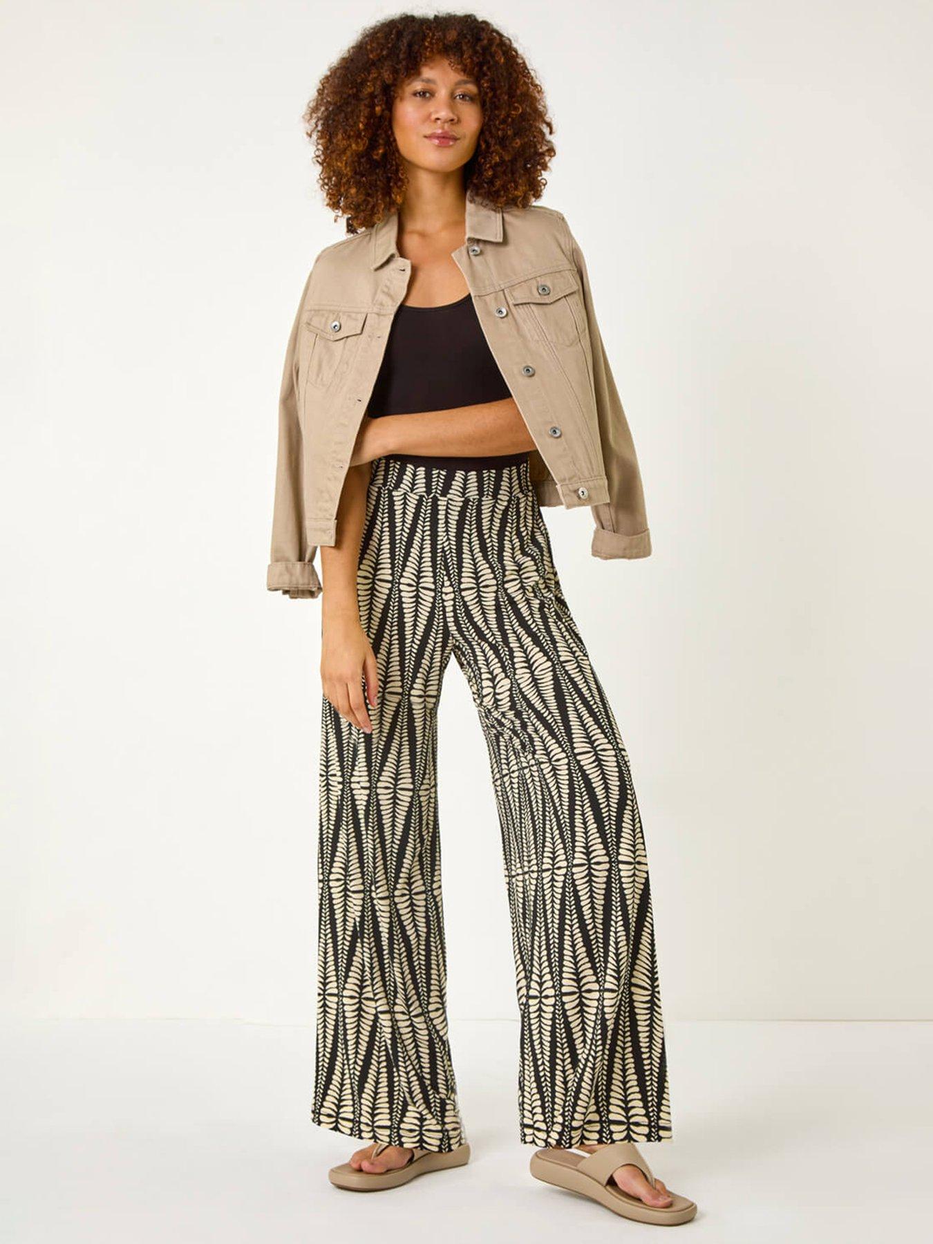  image of roman-mono-print-wide-leg-stretch-trouser