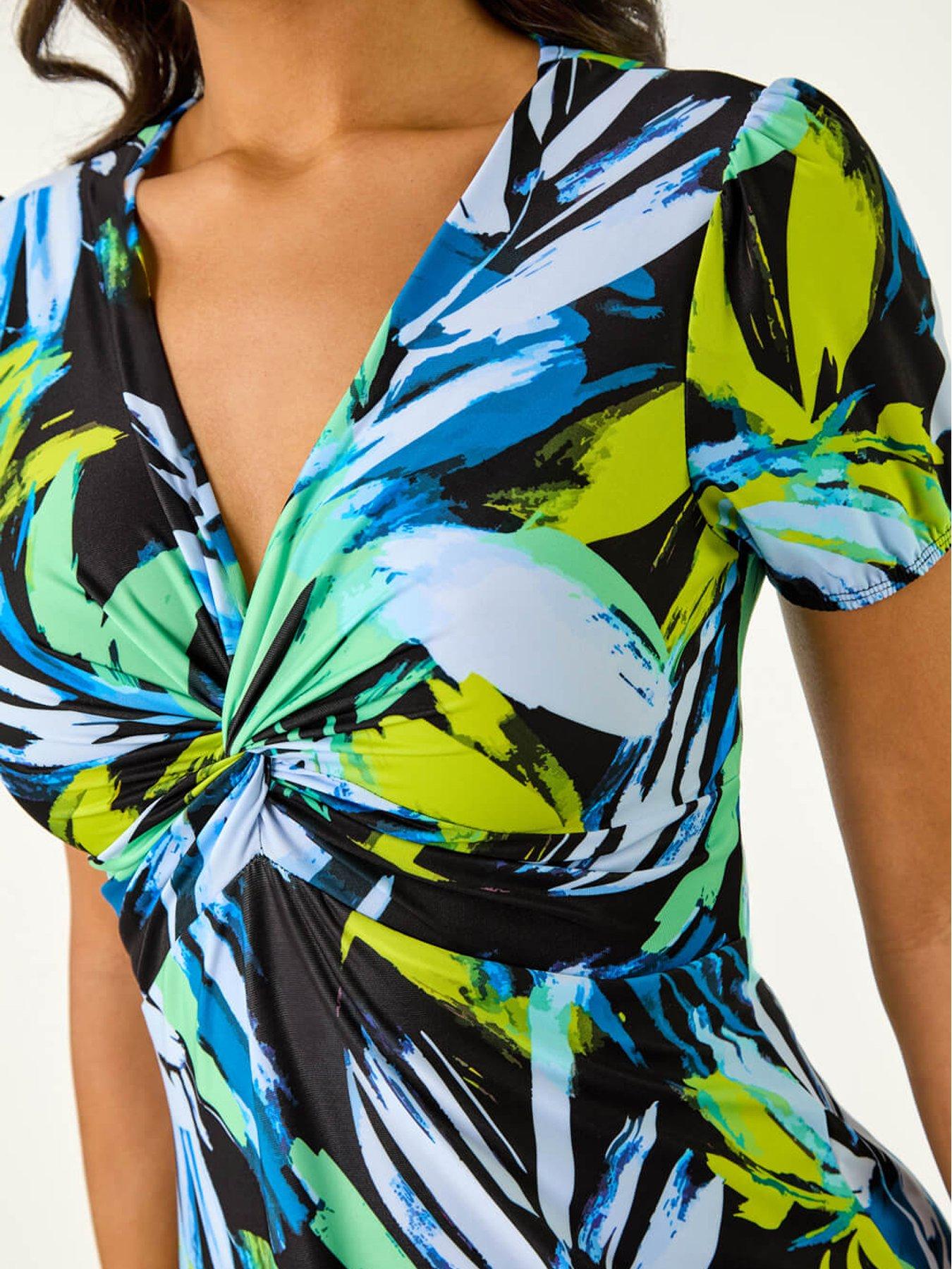 Roman Leaf Print Twist Front Midi Dress | Littlewoods