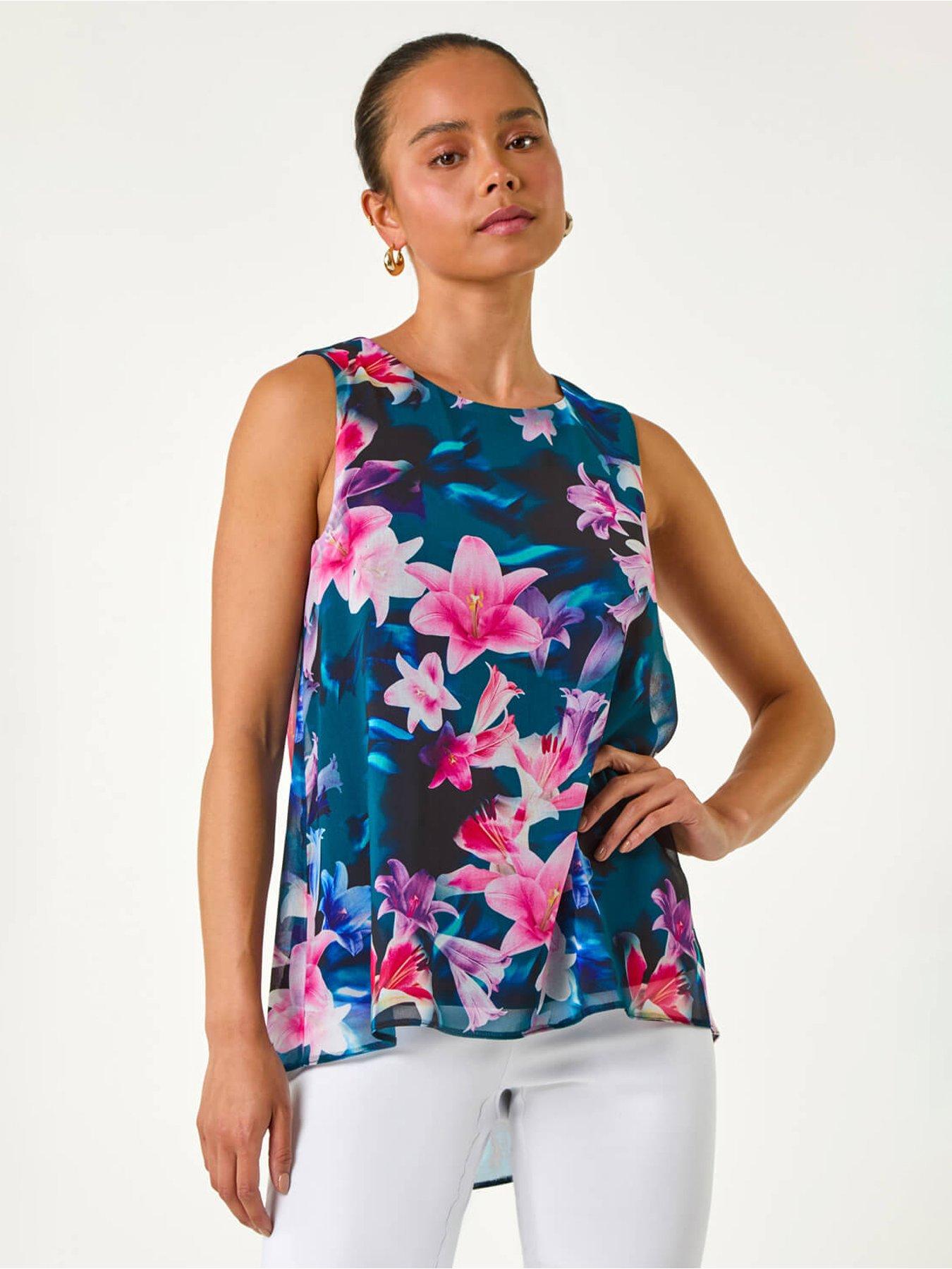 undefined Petite Sleeveless Floral Print Top
