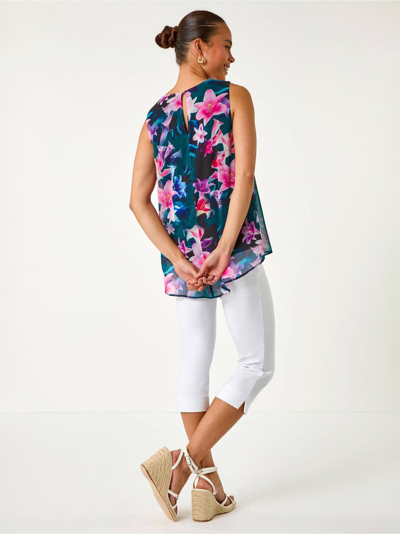 Image 2 of 5 of Roman Petite Sleeveless Floral Print Top