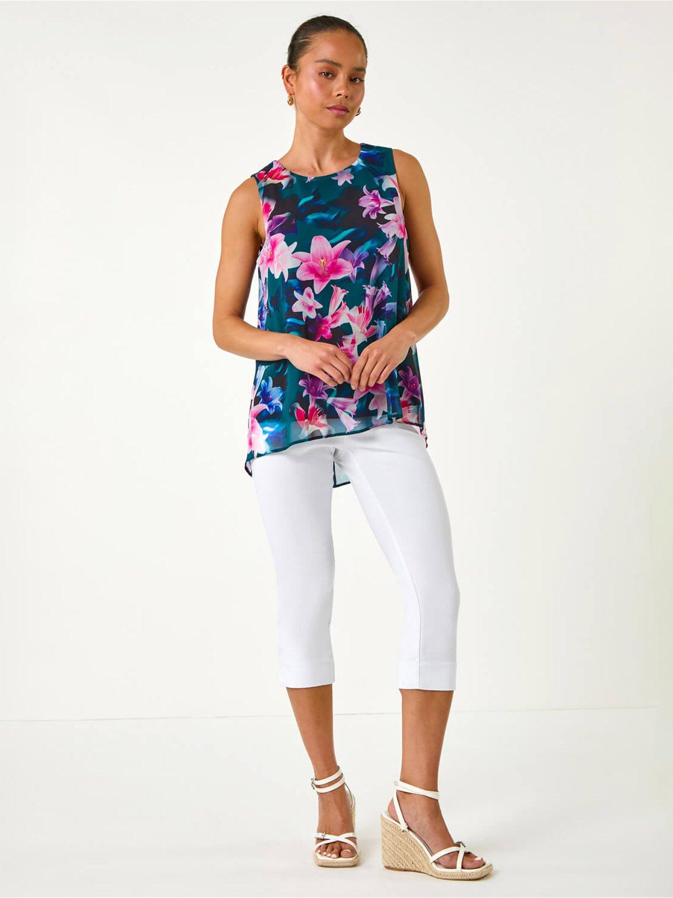 Image 3 of 5 of Roman Petite Sleeveless Floral Print Top