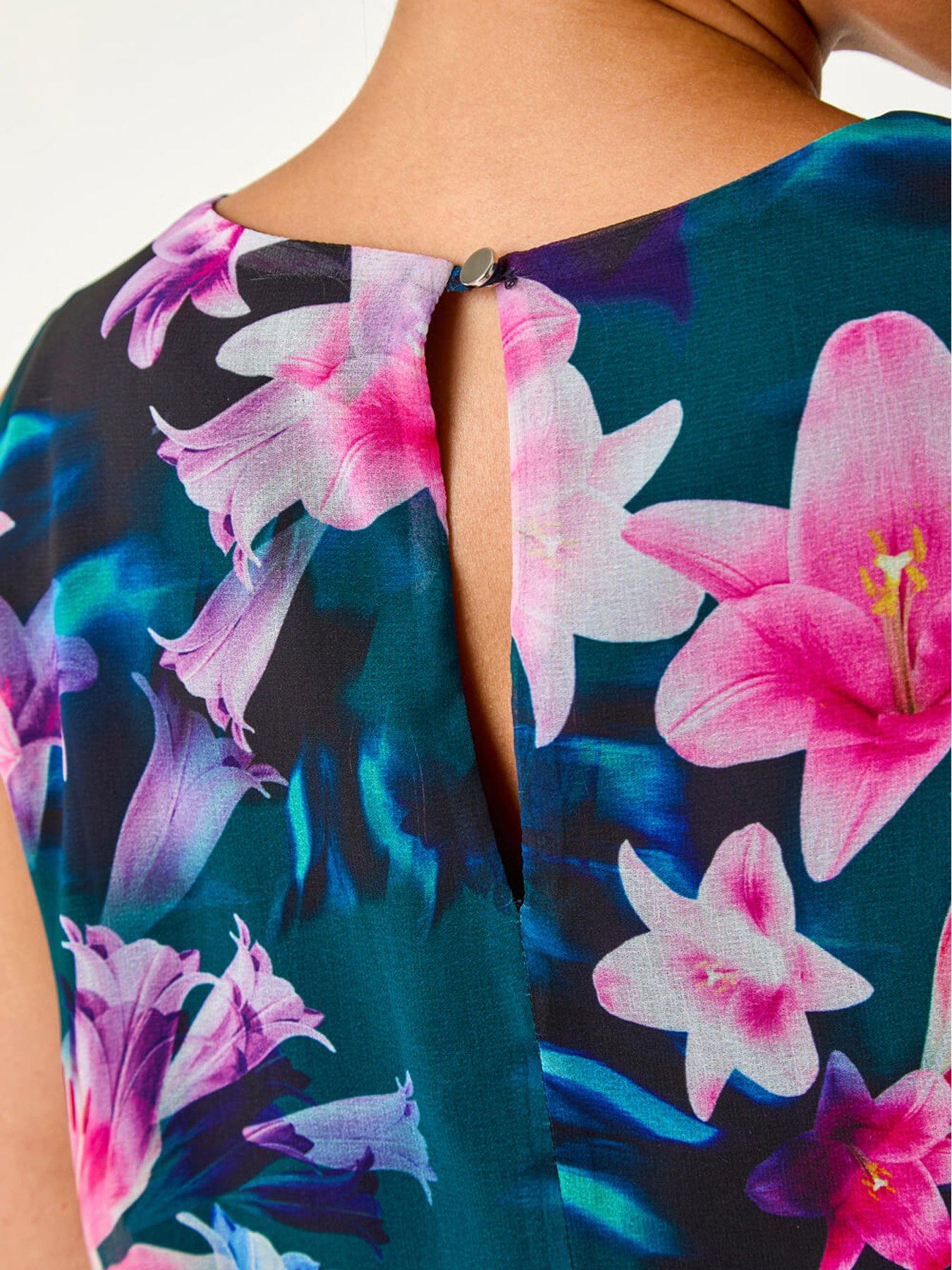 Image 5 of 5 of Roman Petite Sleeveless Floral Print Top