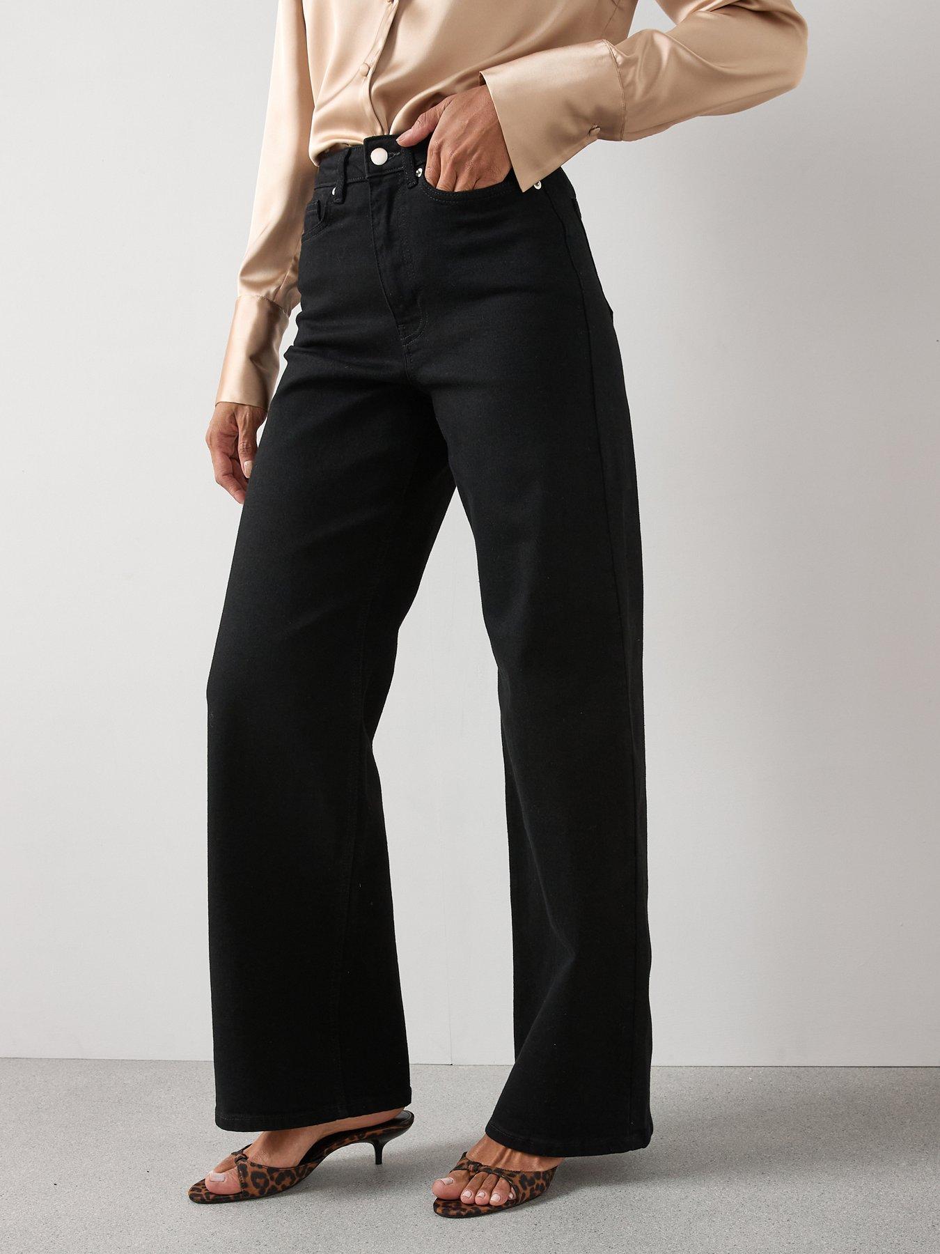 Image 1 of 7 of The Very Collection High Waist Wide Leg Jeans - Black