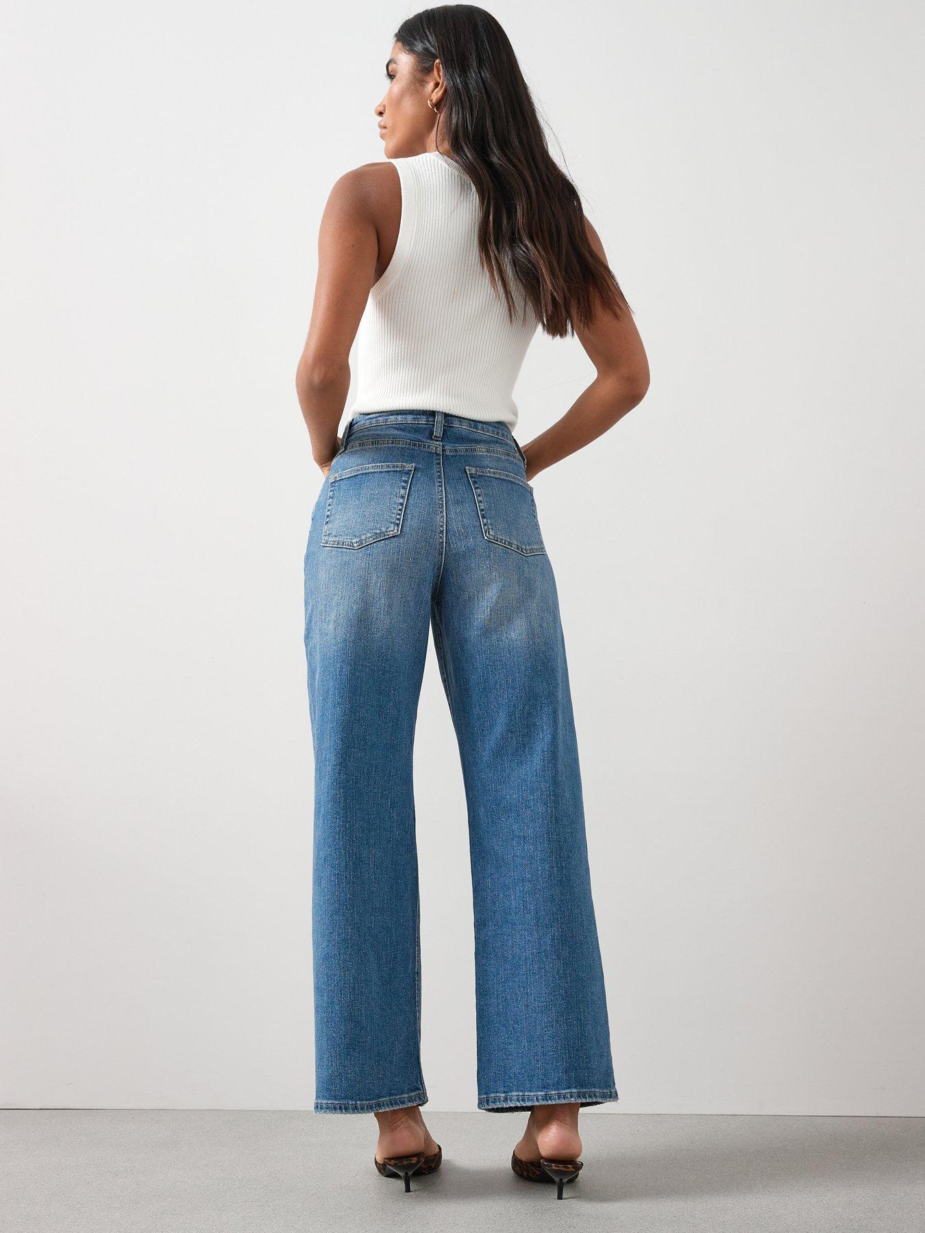 Image 2 of 6 of The Very Collection Short High Waist Wide Leg Jeans - Mid Wash