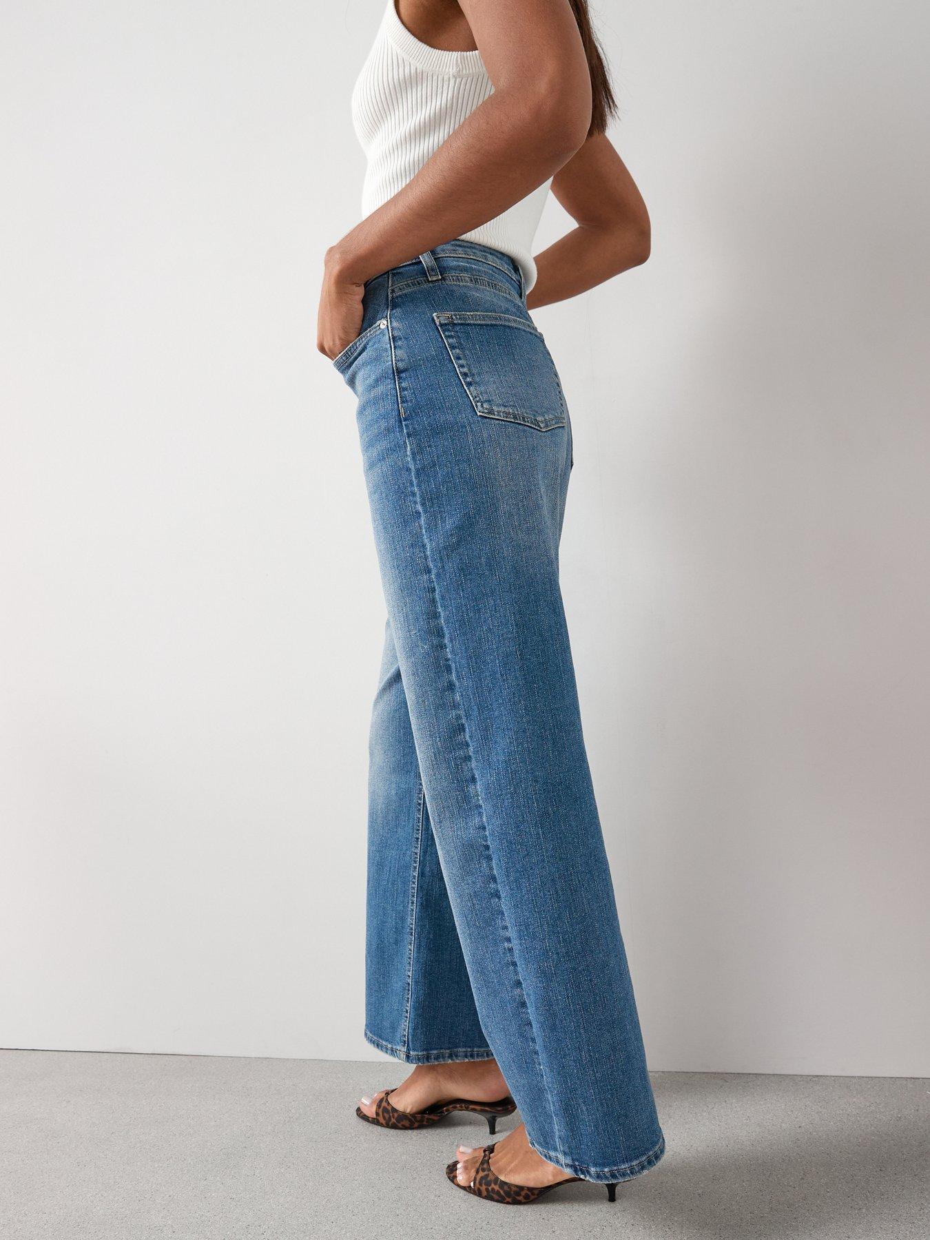 Image 4 of 6 of The Very Collection Short High Waist Wide Leg Jeans - Mid Wash