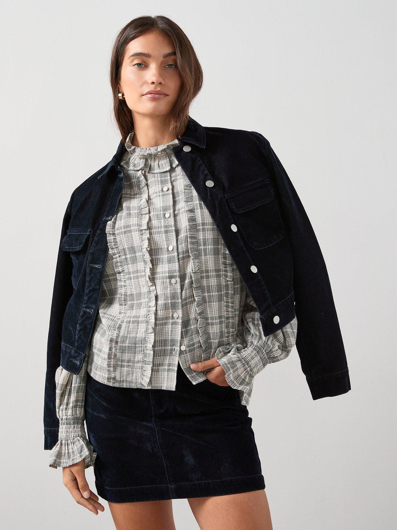 Image 5 of 7 of The Very Collection Checked Frill Detail Shirt - Print