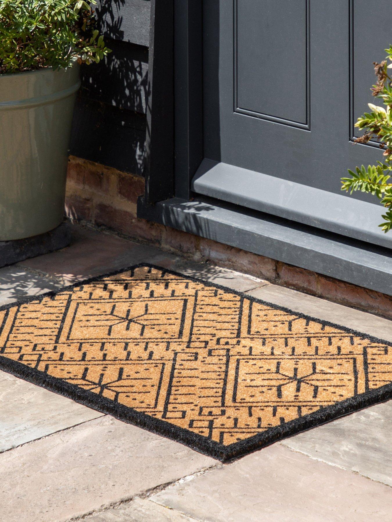 undefined Ikat Black And Natural Coir Doormat 600x900mm