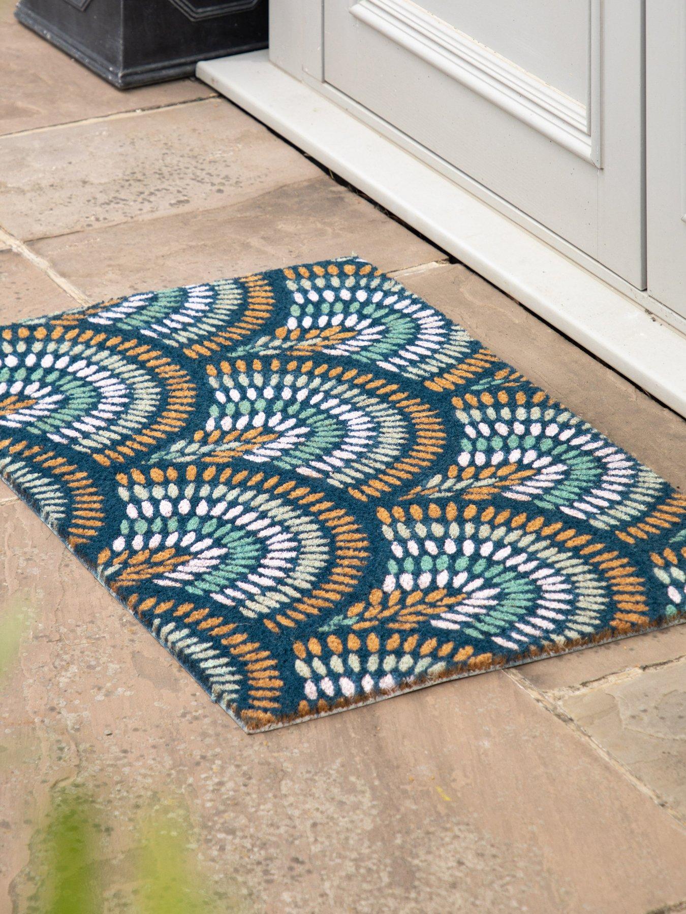 undefined Ikat Navy Peacock Doormat 600x900mm