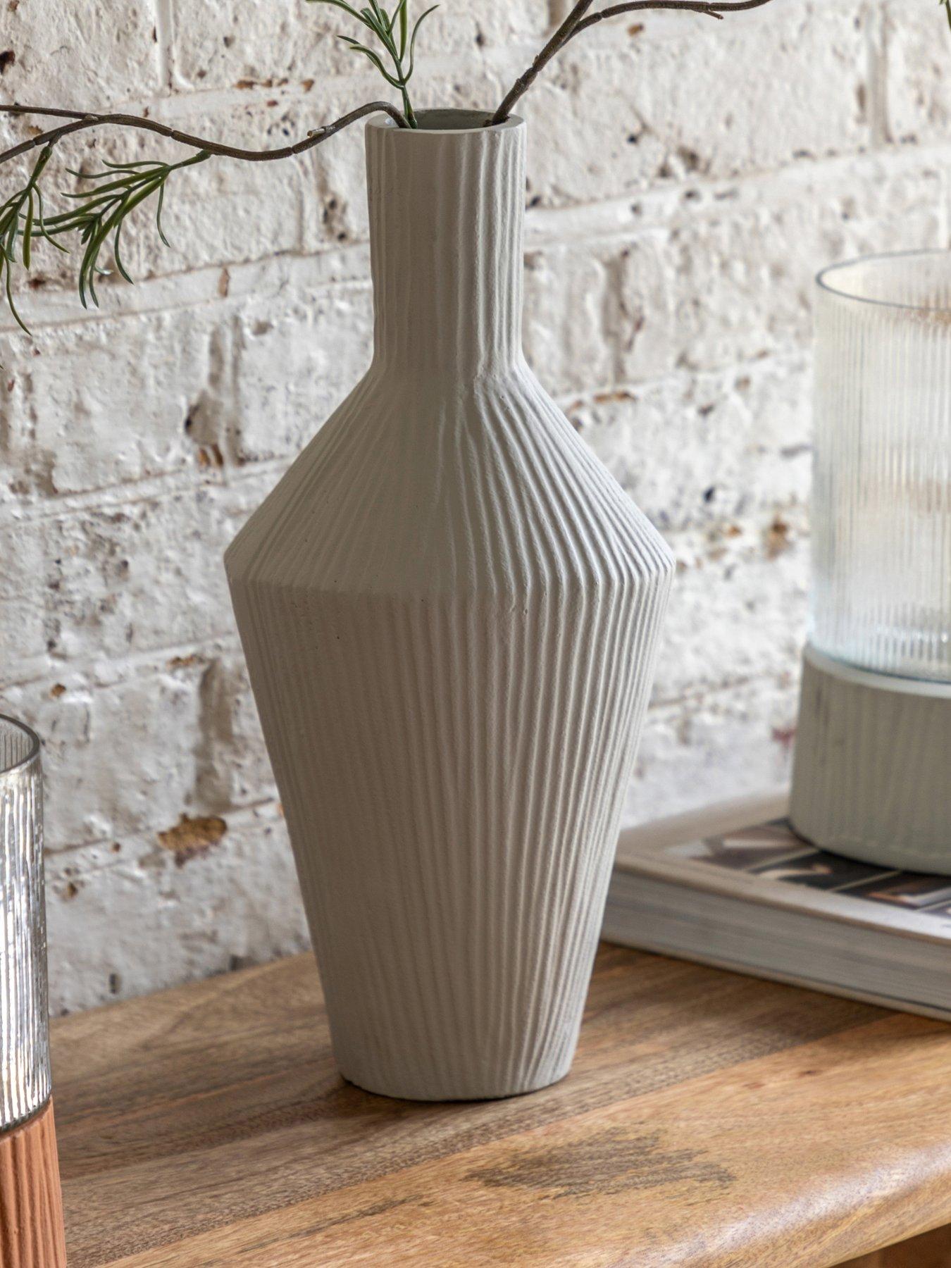 undefined Zahara Ribbed Cast Metal Vase Parchment