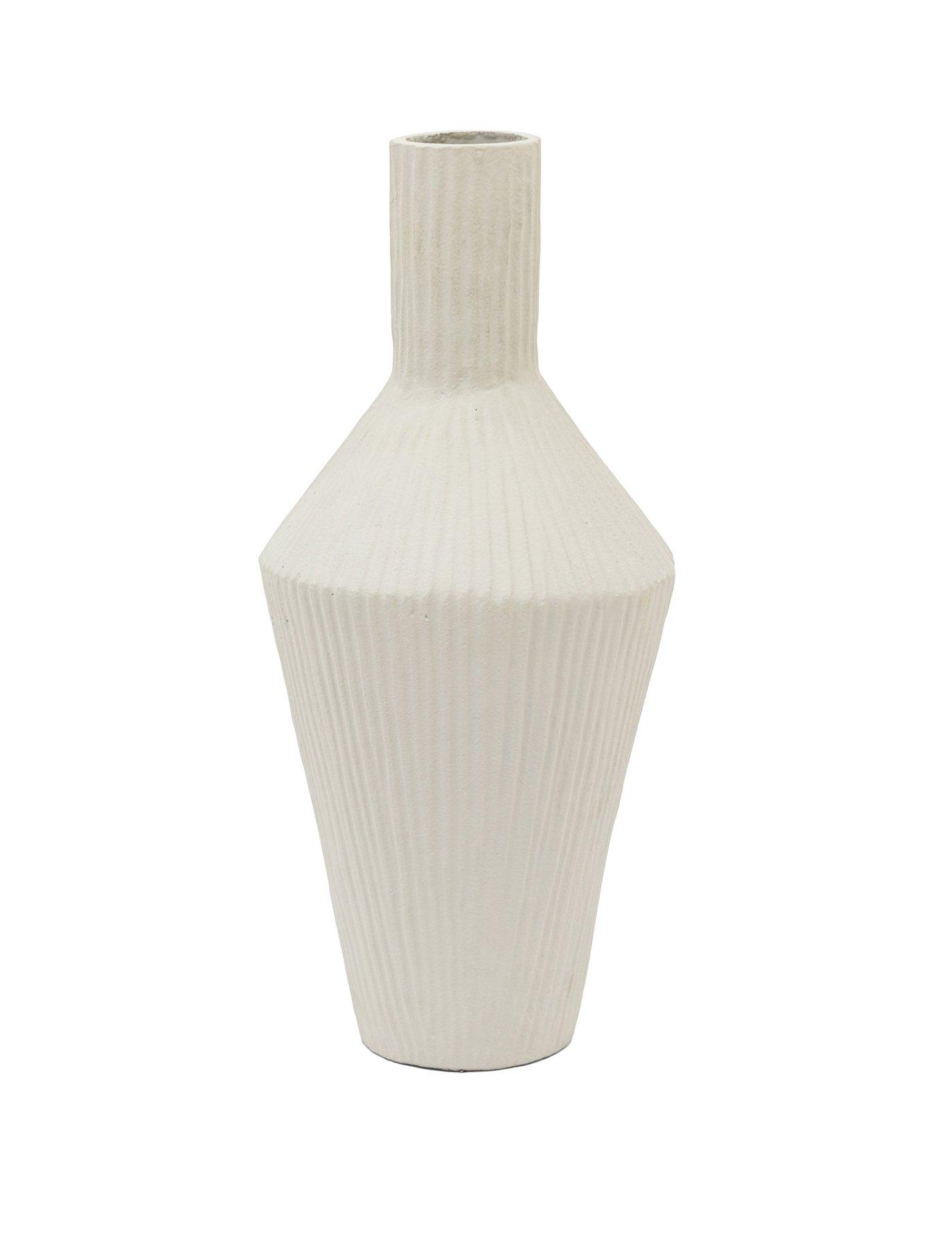  image of gallery-direct-zahara-ribbed-cast-metal-vase-parchment