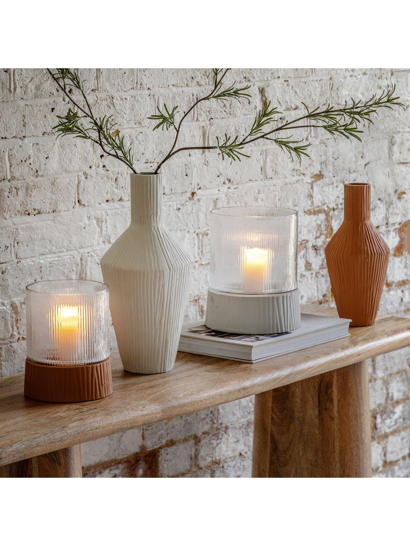  image of gallery-direct-zahara-ribbed-cast-metal-vase-parchment