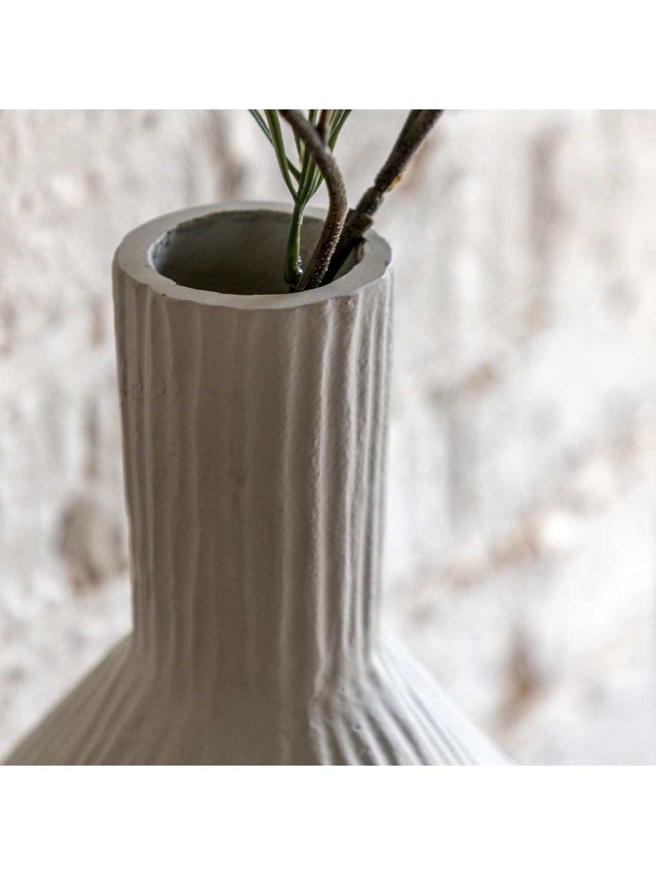  image of gallery-direct-zahara-ribbed-cast-metal-vase-parchment