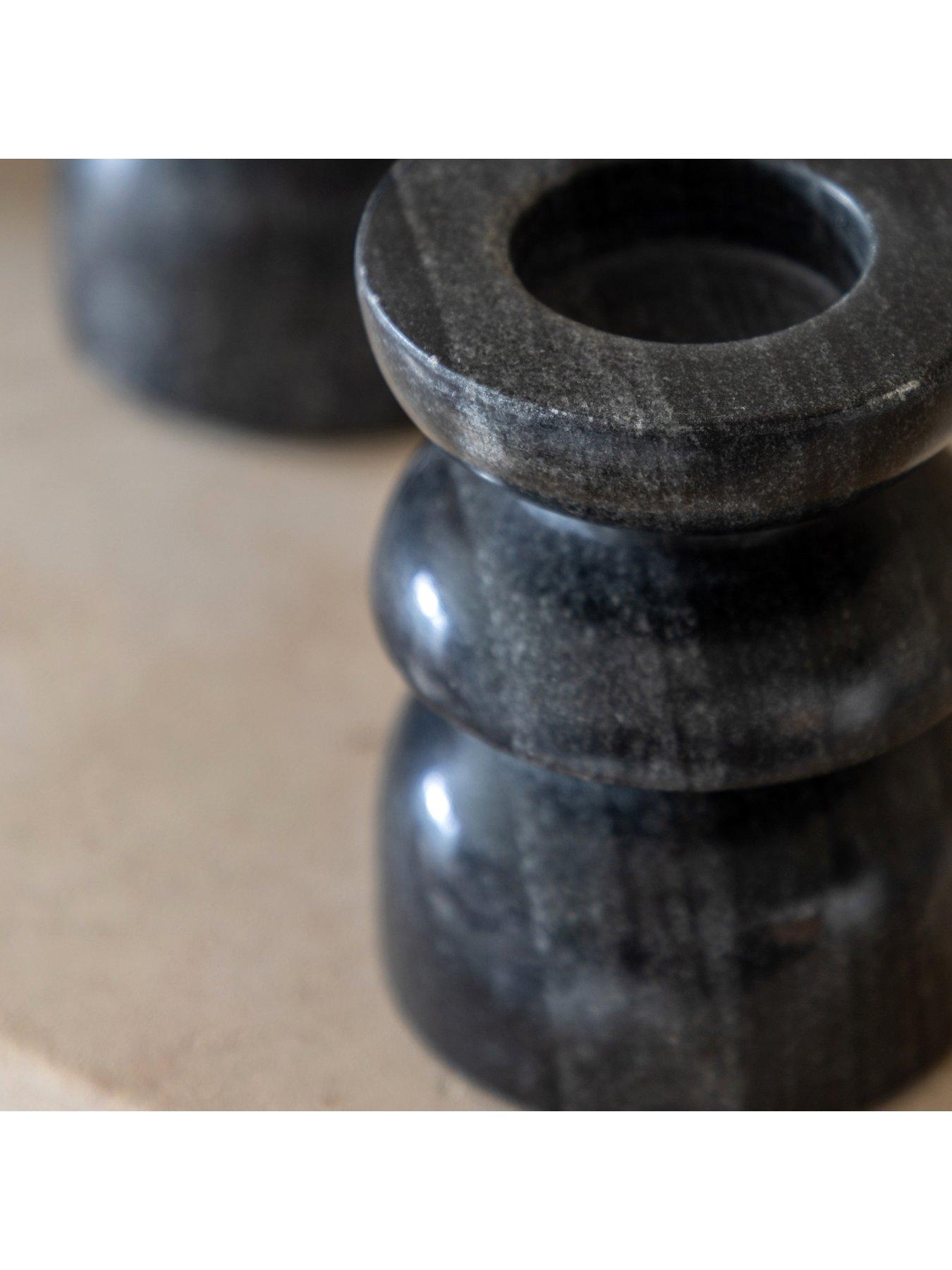 Image 4 of 6 of Gallery Direct Azuaga Marble Candlestick Grey Set Of 2
