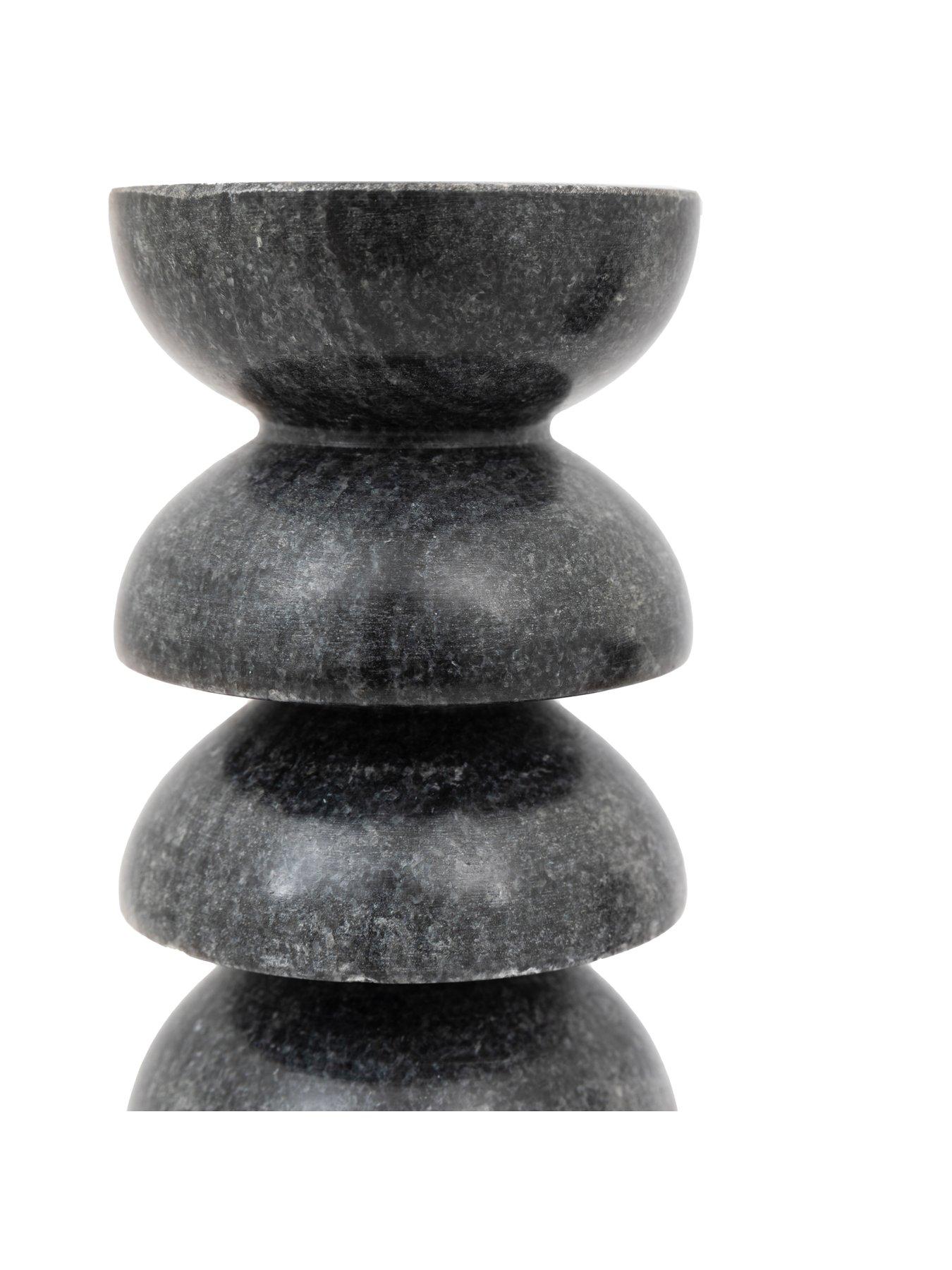 Image 5 of 6 of Gallery Direct Azuaga Marble Candlestick Grey Set Of 2