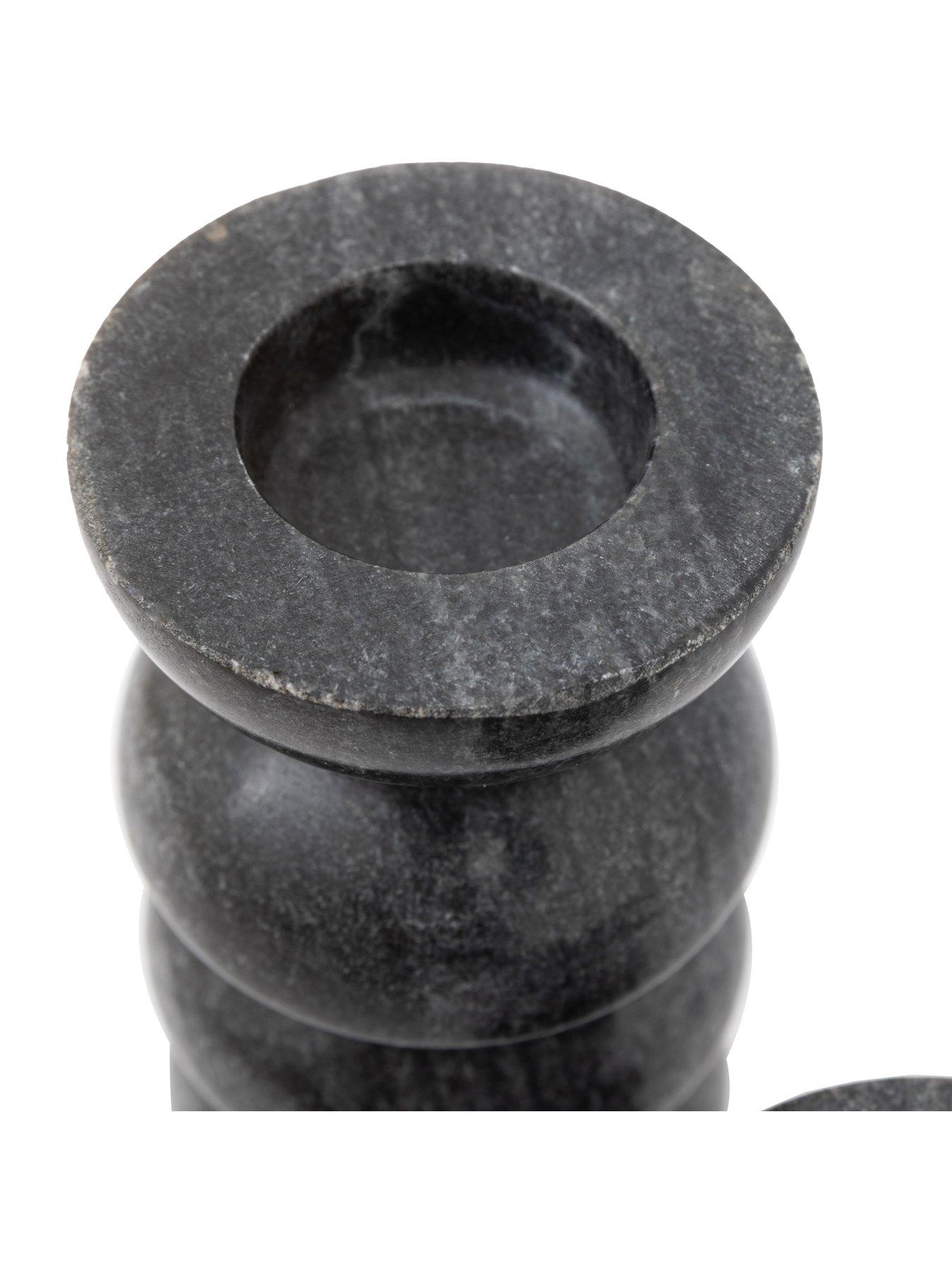 Image 6 of 6 of Gallery Direct Azuaga Marble Candlestick Grey Set Of 2