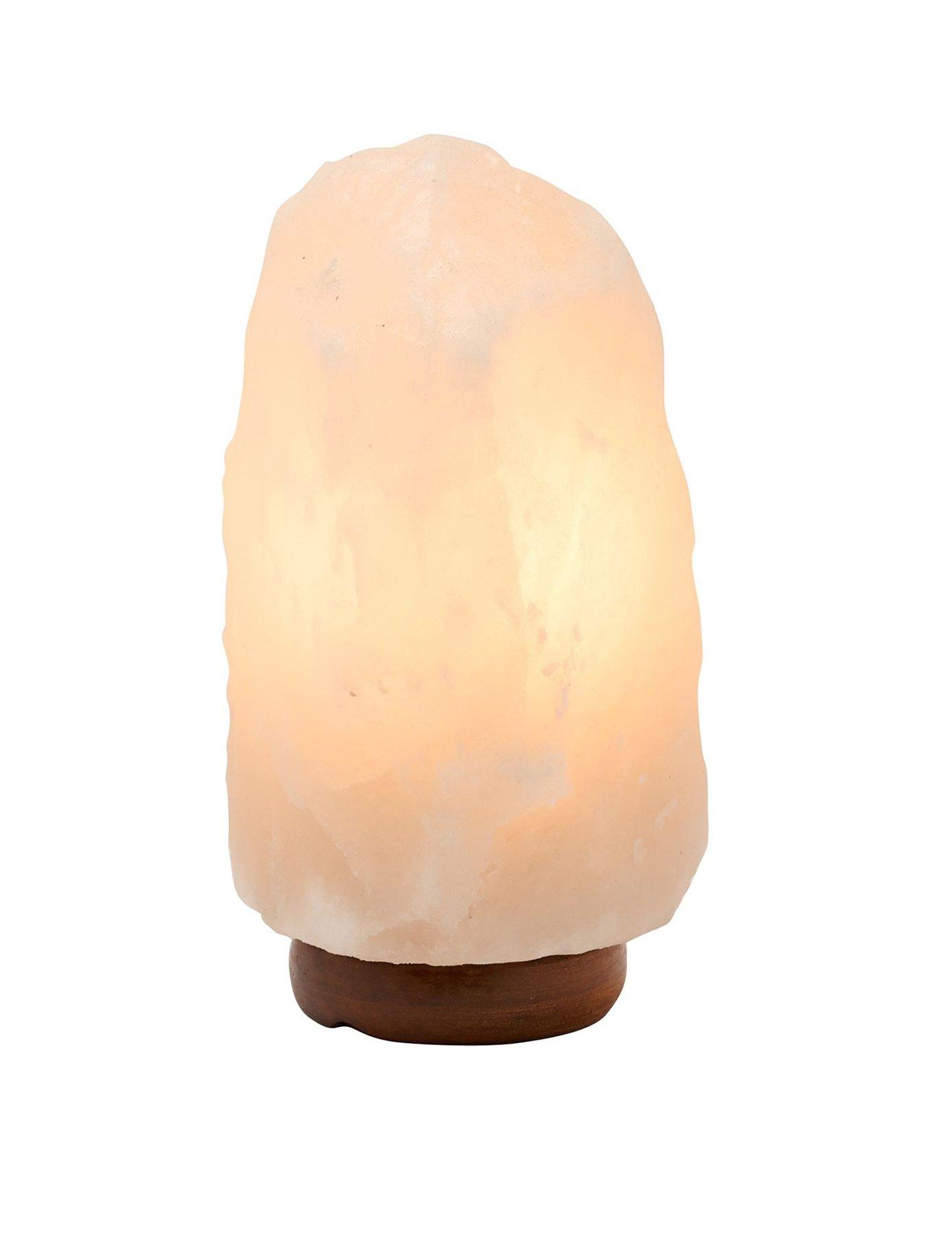 Hestia Himalayan Rock Salt Lamp with Wooden Base - White