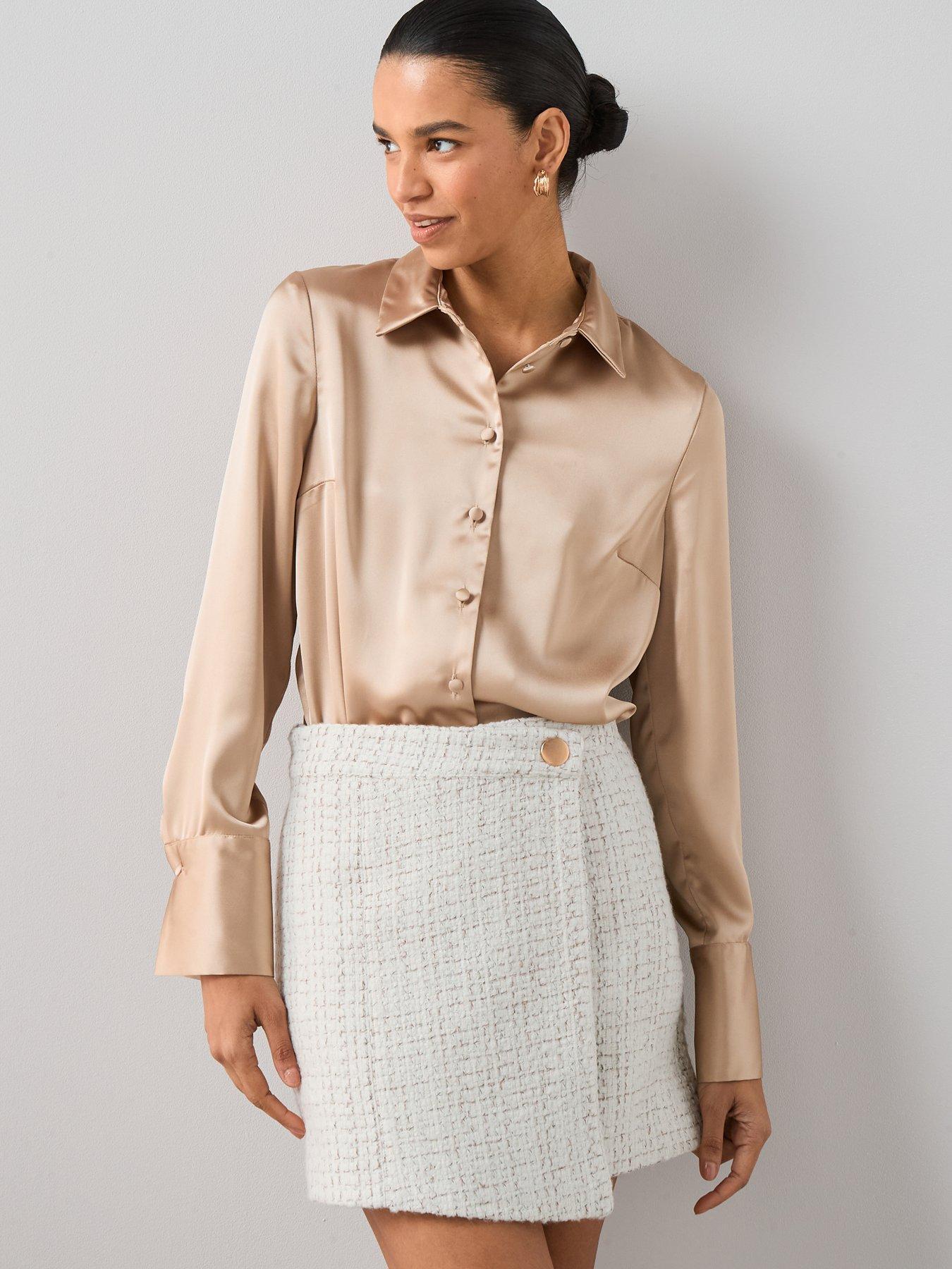 Image 6 of 6 of The Very Collection Faux Wool Tailored Mini Skirt - Cream